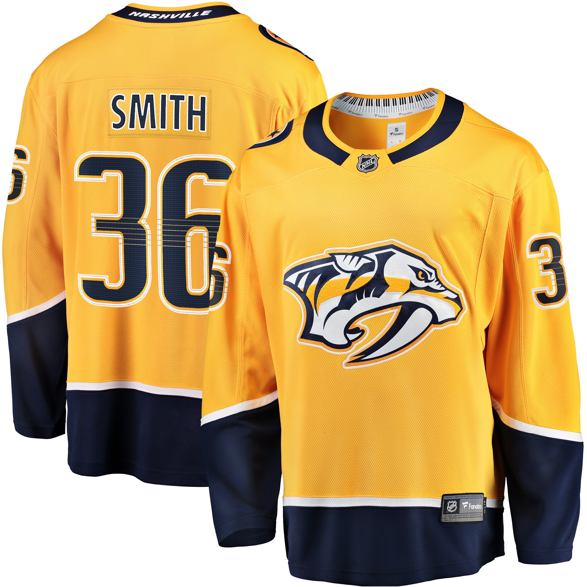 Men's Nashville Predators Cole Smith Gold Premier Breakaway Player Jersey