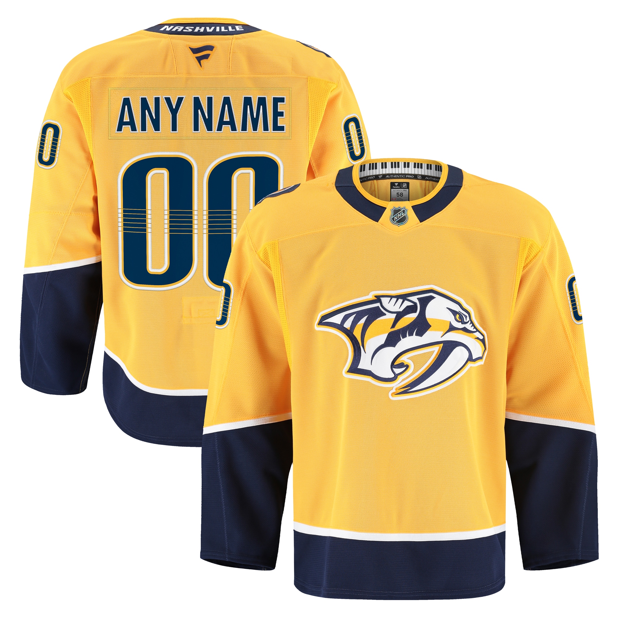 Men's Nashville Predators Gold Home Pro Custom Jersey