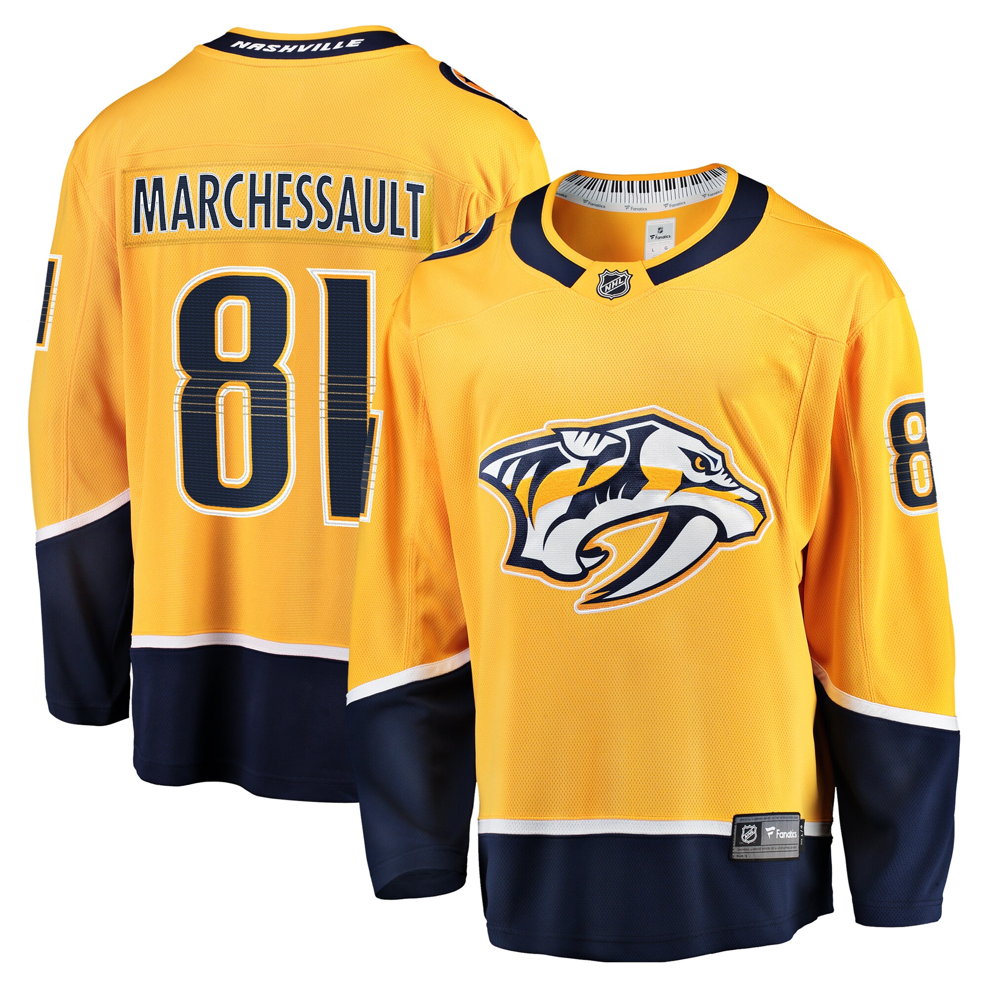 Men's Nashville Predators Jonathan Marchessault Gold Home Premier Breakaway Player Jersey