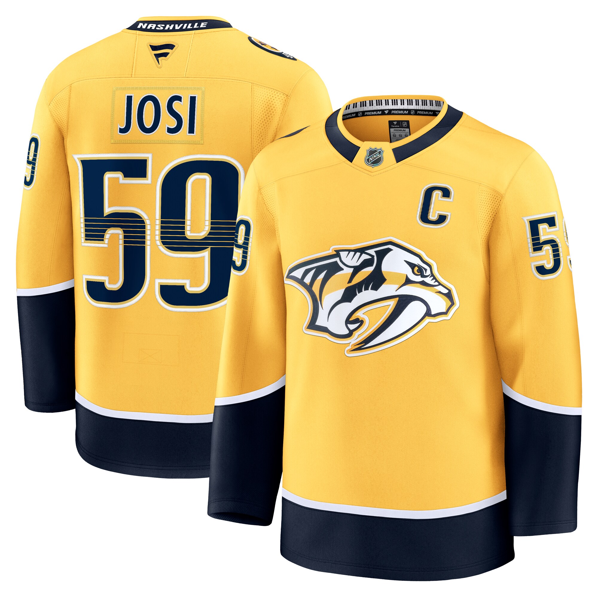 Men's Nashville Predators Roman Josi Yellow Home Premium Jersey