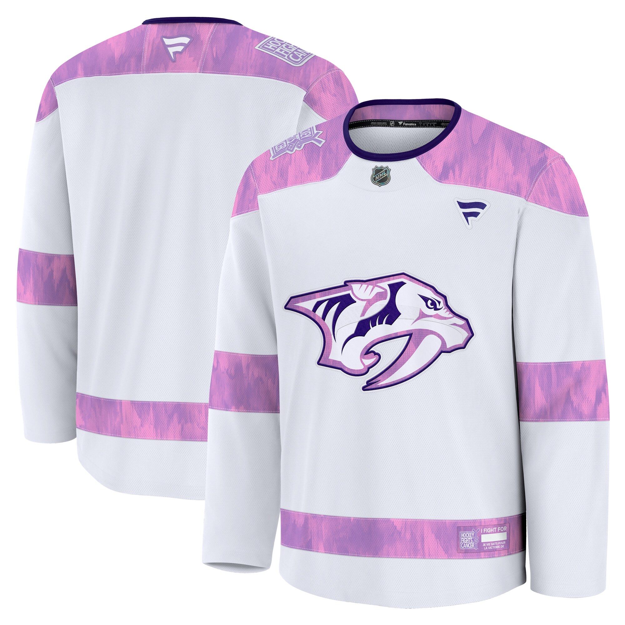 Men's Nashville Predators White 2024 Hockey Fights Cancer Practice Jersey