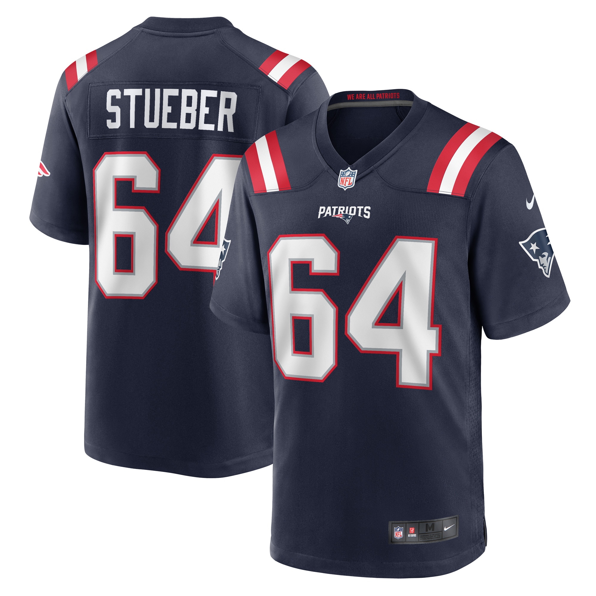 Men's New England Patriots Andrew Stueber Navy Game Player Jersey Js9904