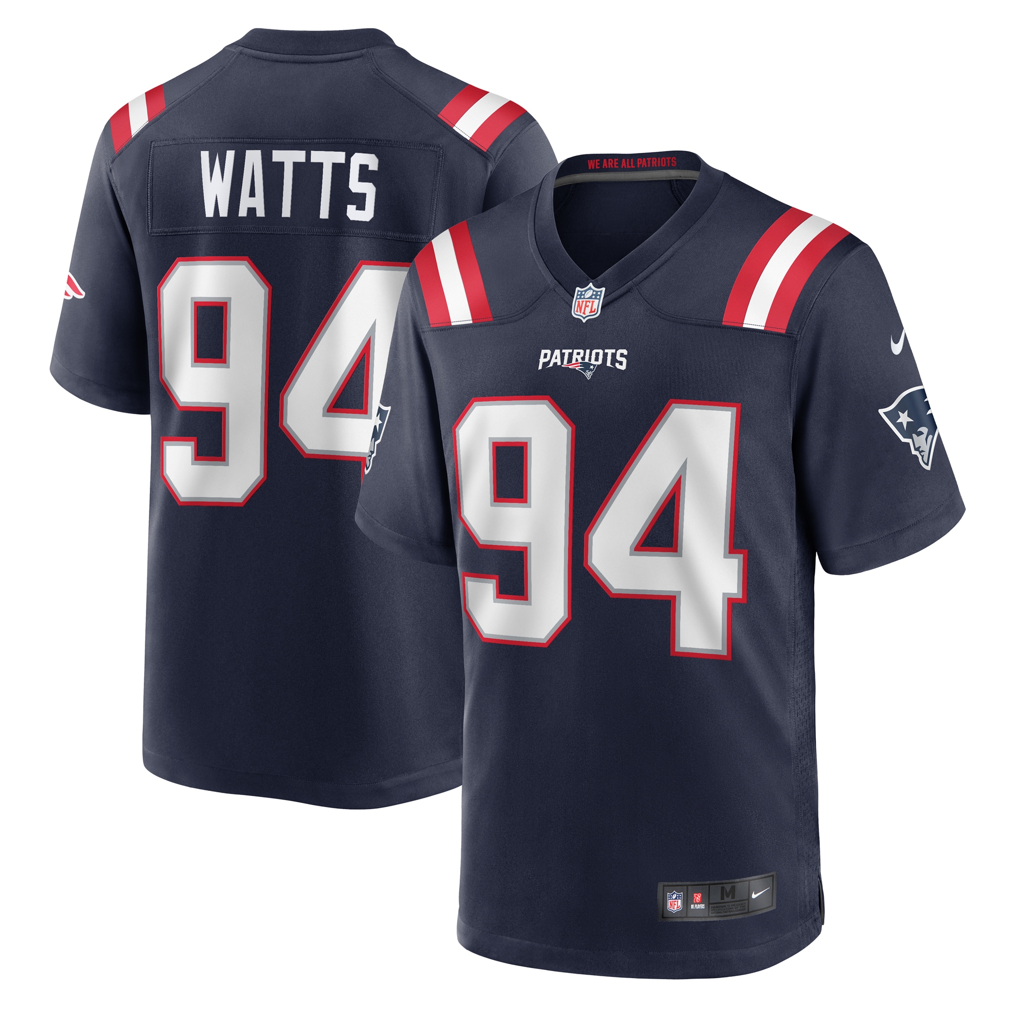 Men's New England Patriots Armon Watts Navy Game Jersey Js8076