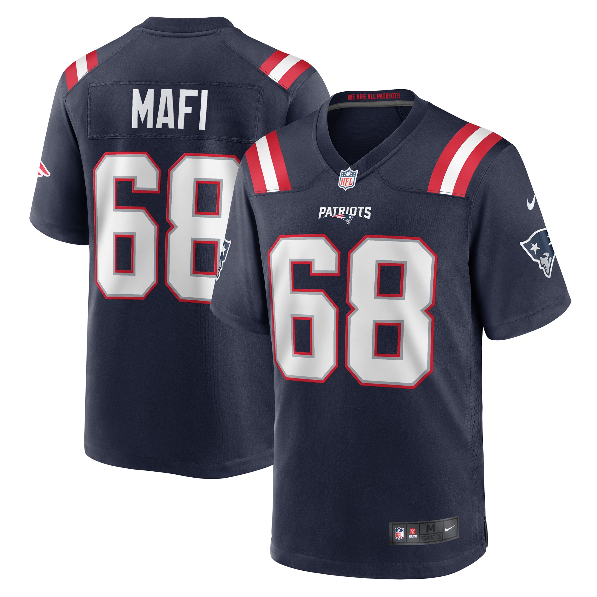 Men's New England Patriots Atonio Mafi Navy Team Game Jersey Js3569