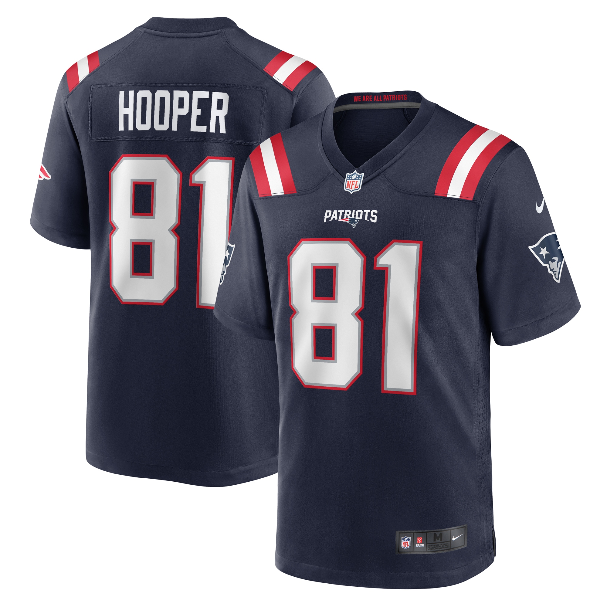 Men's New England Patriots Austin Hooper Navy Game Jersey Js5056
