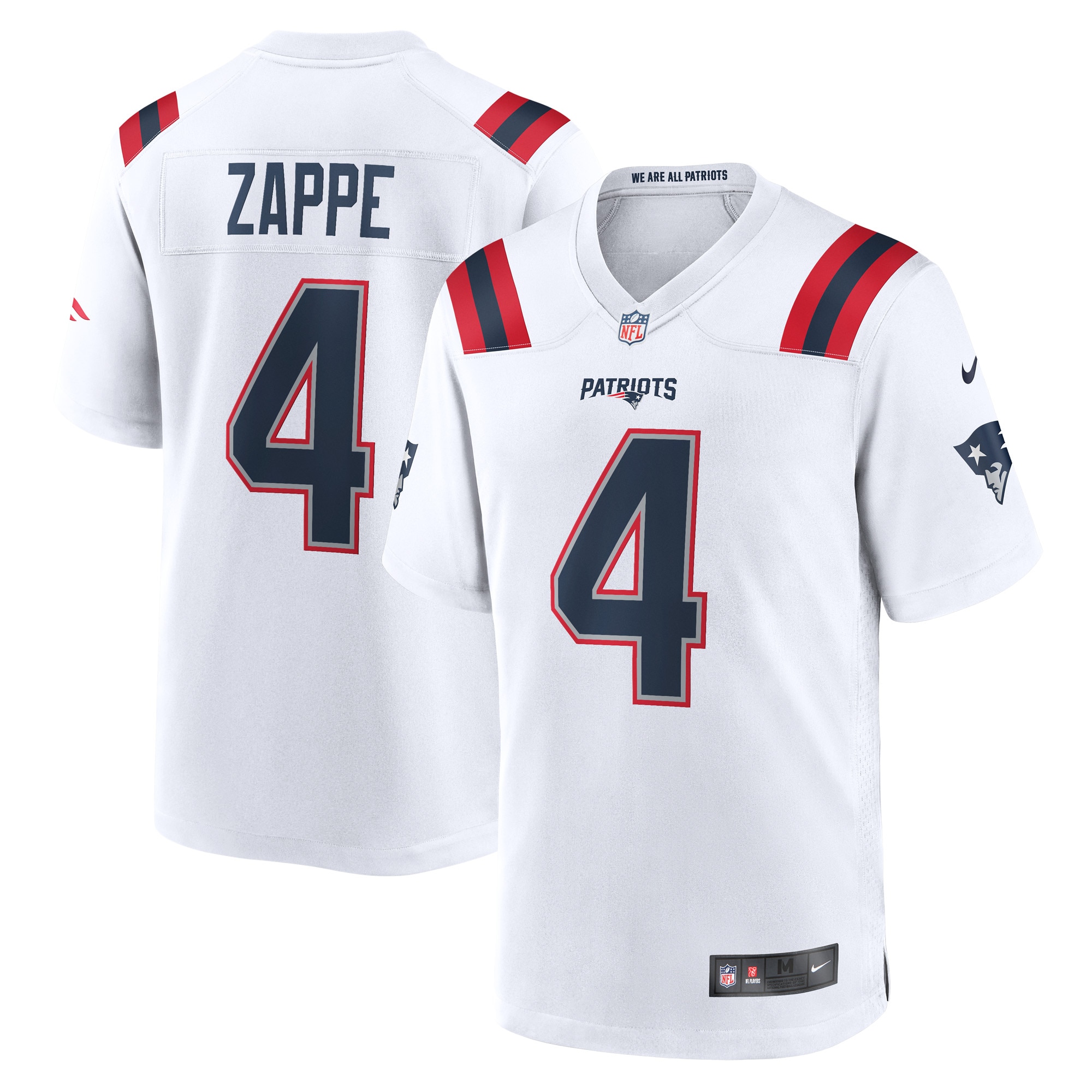 Men's New England Patriots Bailey Zappe White Game Player Jersey Js5037