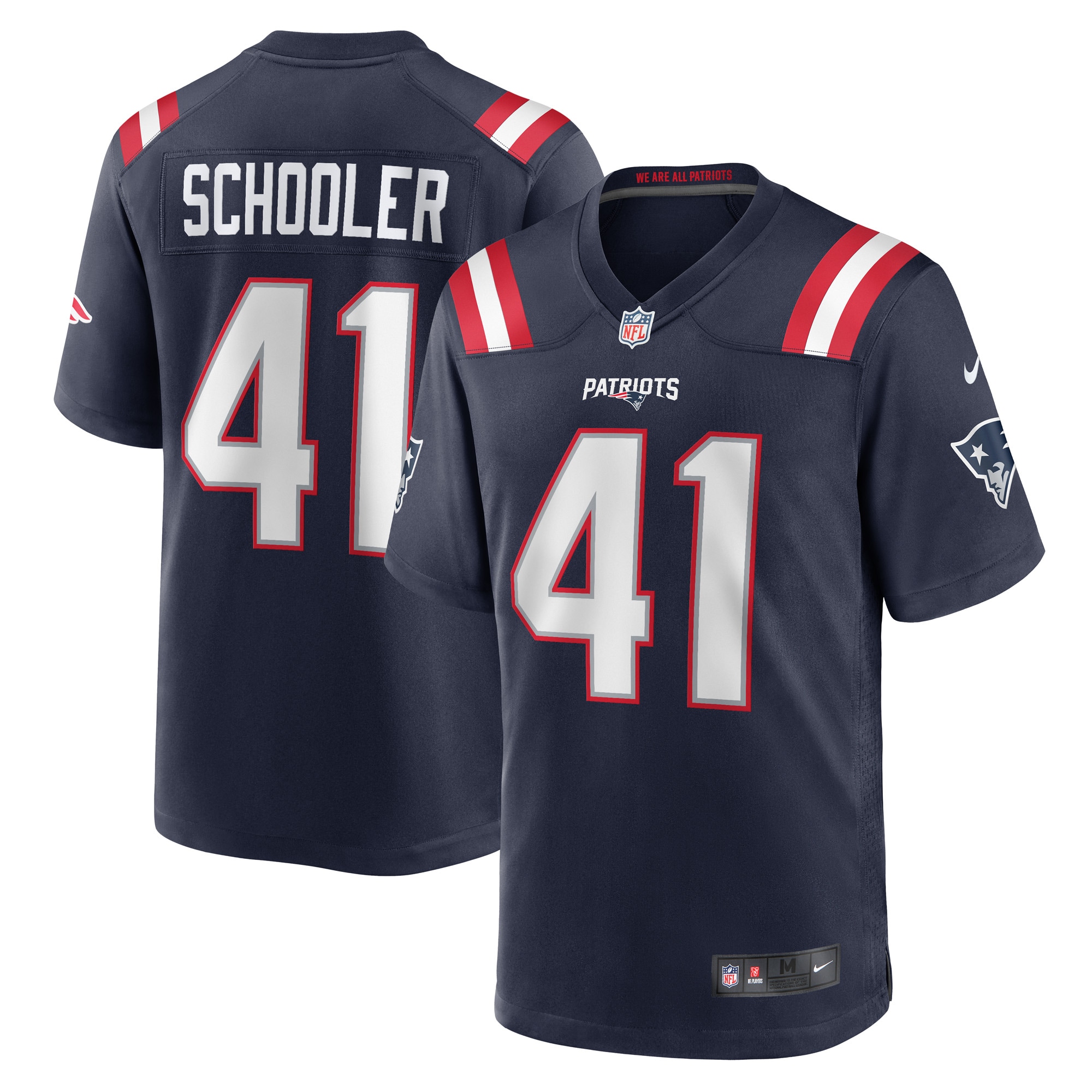 Men's New England Patriots Brenden Schooler Navy Game Player Jersey Js7244