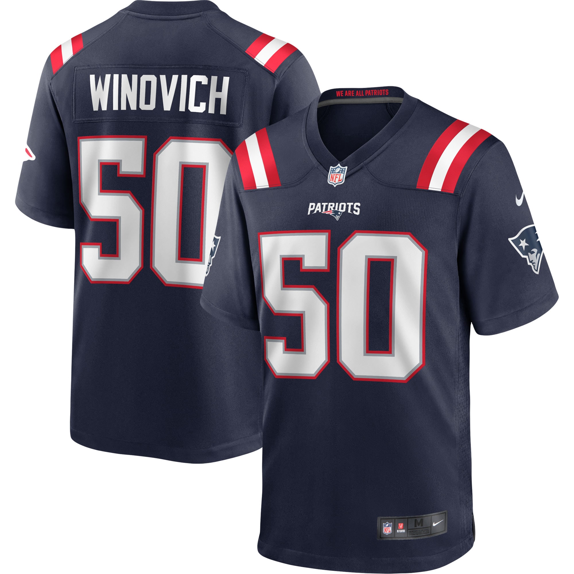 Men's New England Patriots Chase Winovich Navy Game Player Jersey Js6593