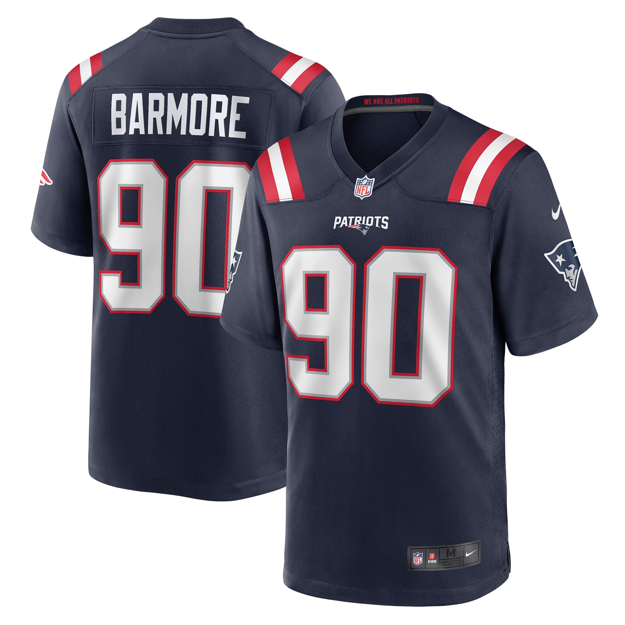 Men's New England Patriots Christian Barmore Navy Player Game Jersey Js8465