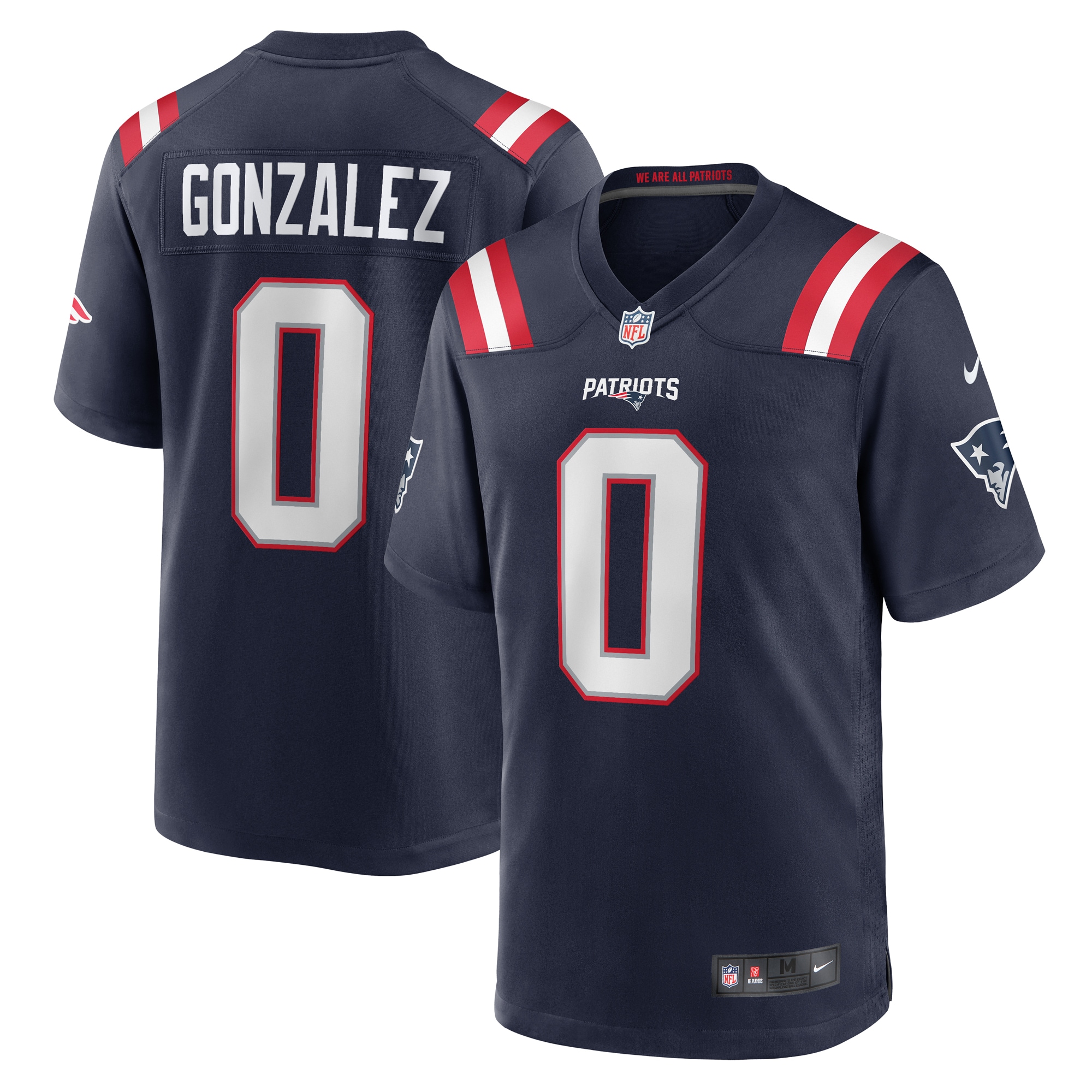 Men's New England Patriots Christian Gonzalez Navy Team Game Jersey Js9264