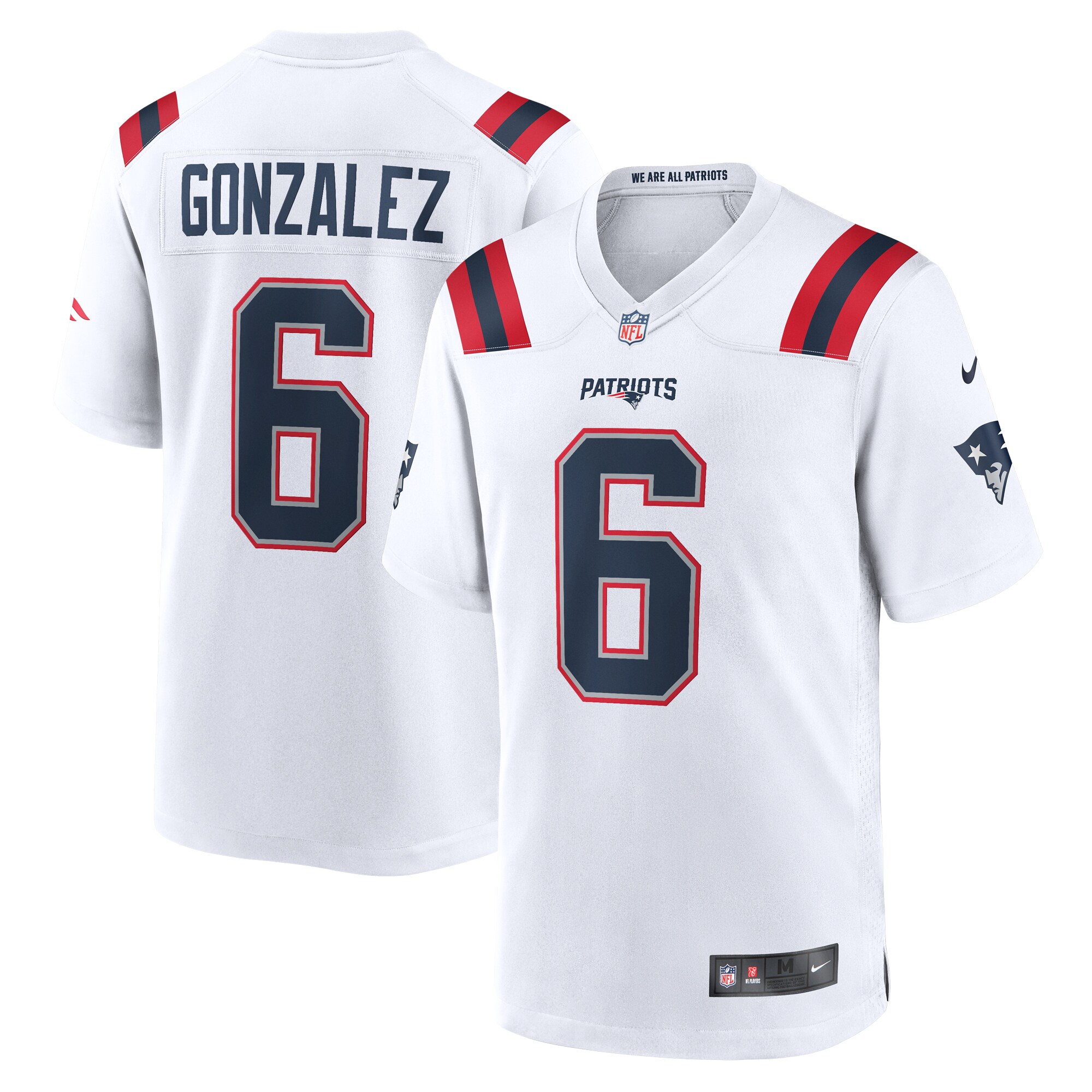 Men's New England Patriots Christian Gonzalez White Game Jersey Js9065