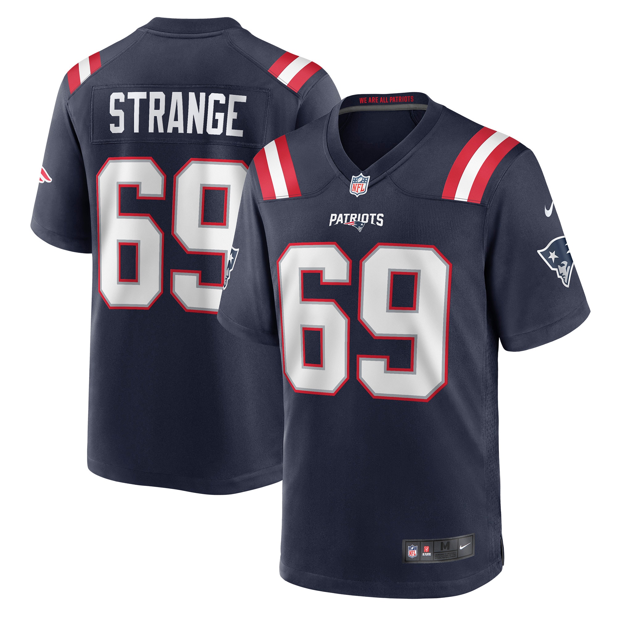 Men's New England Patriots Cole Strange Navy Player Game Jersey Js6577