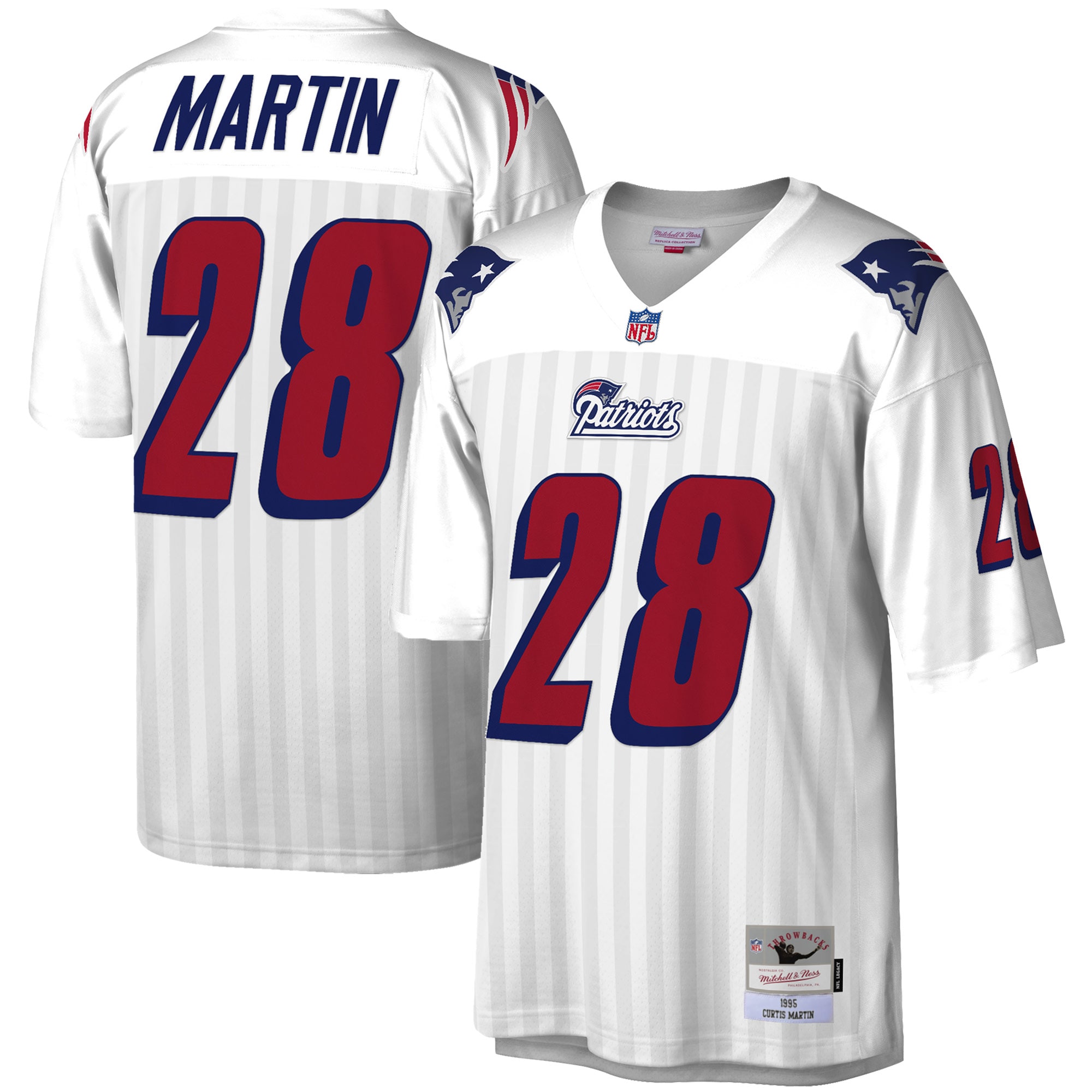 Men's New England Patriots Curtis Martin Mitchell & Ness White Legacy Jersey Js3188