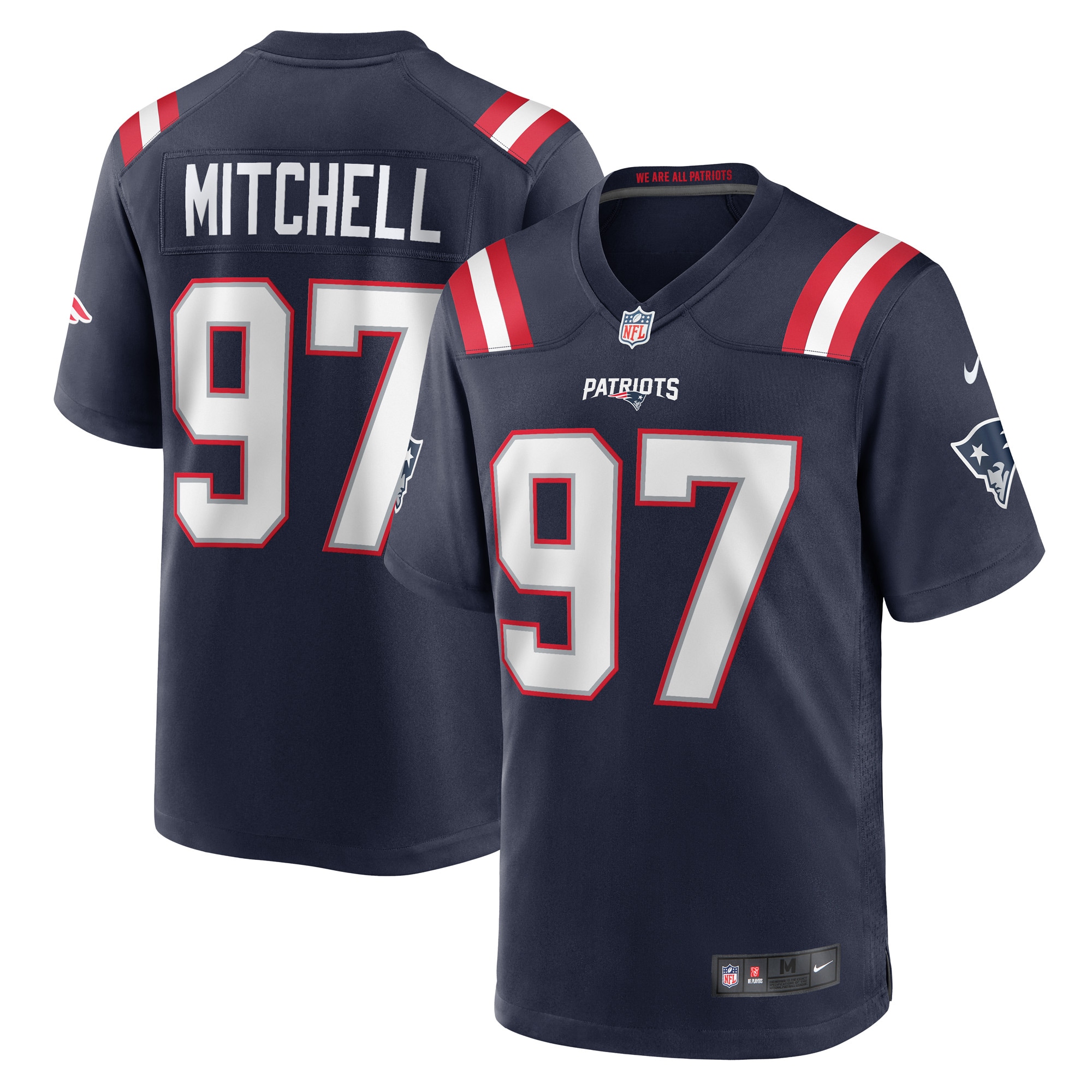 Men's New England Patriots Damarcus Mitchell Navy Game Player Jersey Js2933