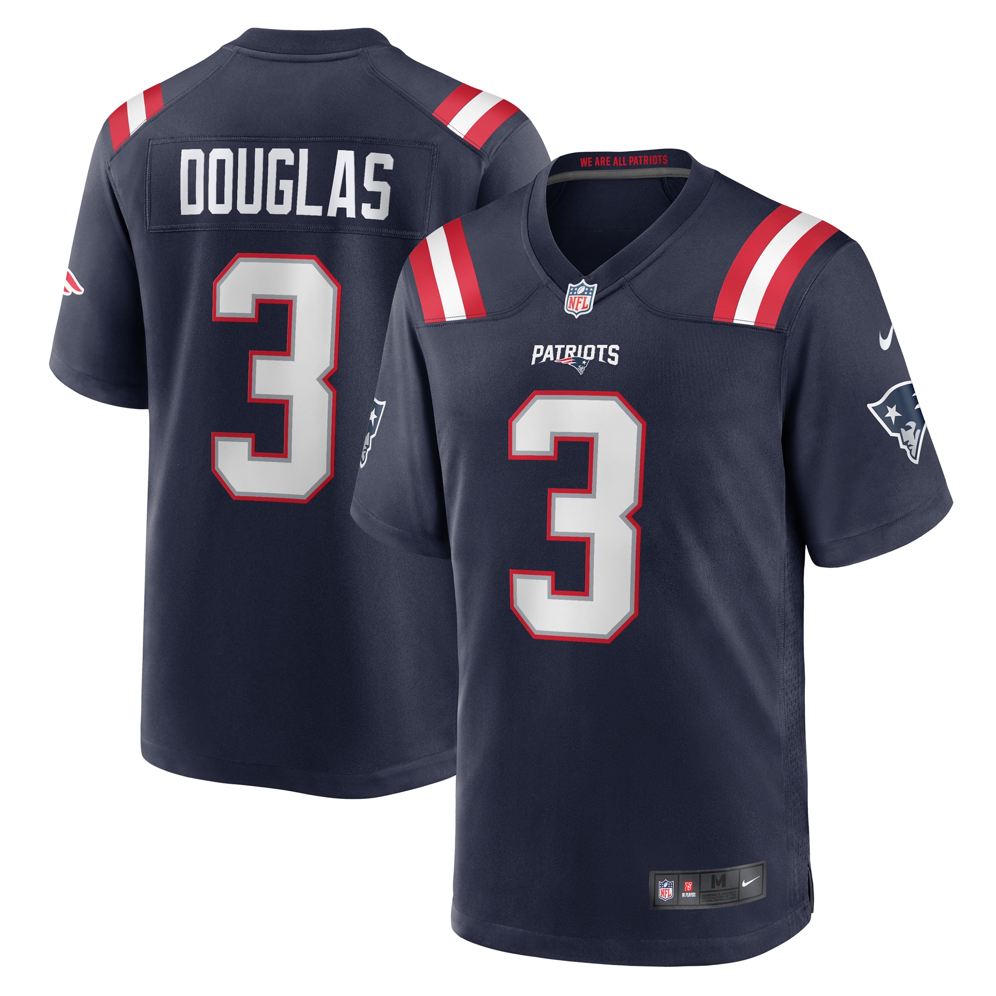 Men's New England Patriots Demario Douglas Navy Game Jersey Js5782