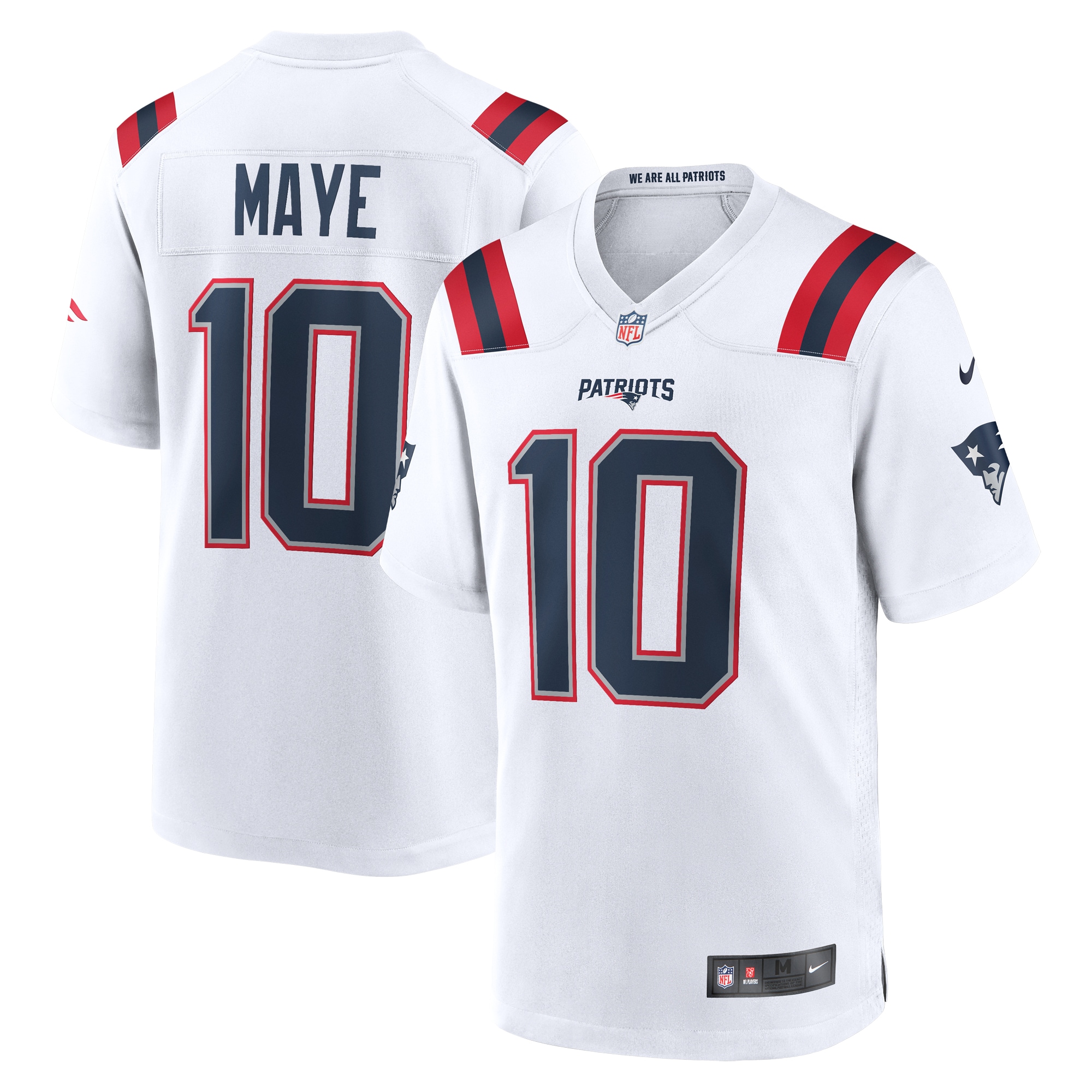 Men's New England Patriots Drake Maye White Player Game Jersey Js8515