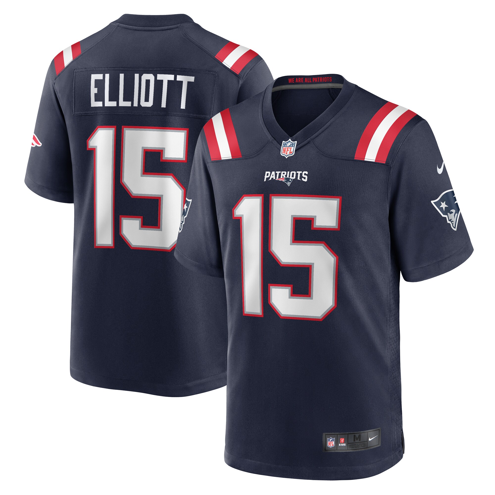 Men's New England Patriots Ezekiel Elliott Navy Game Player Jersey Js4226