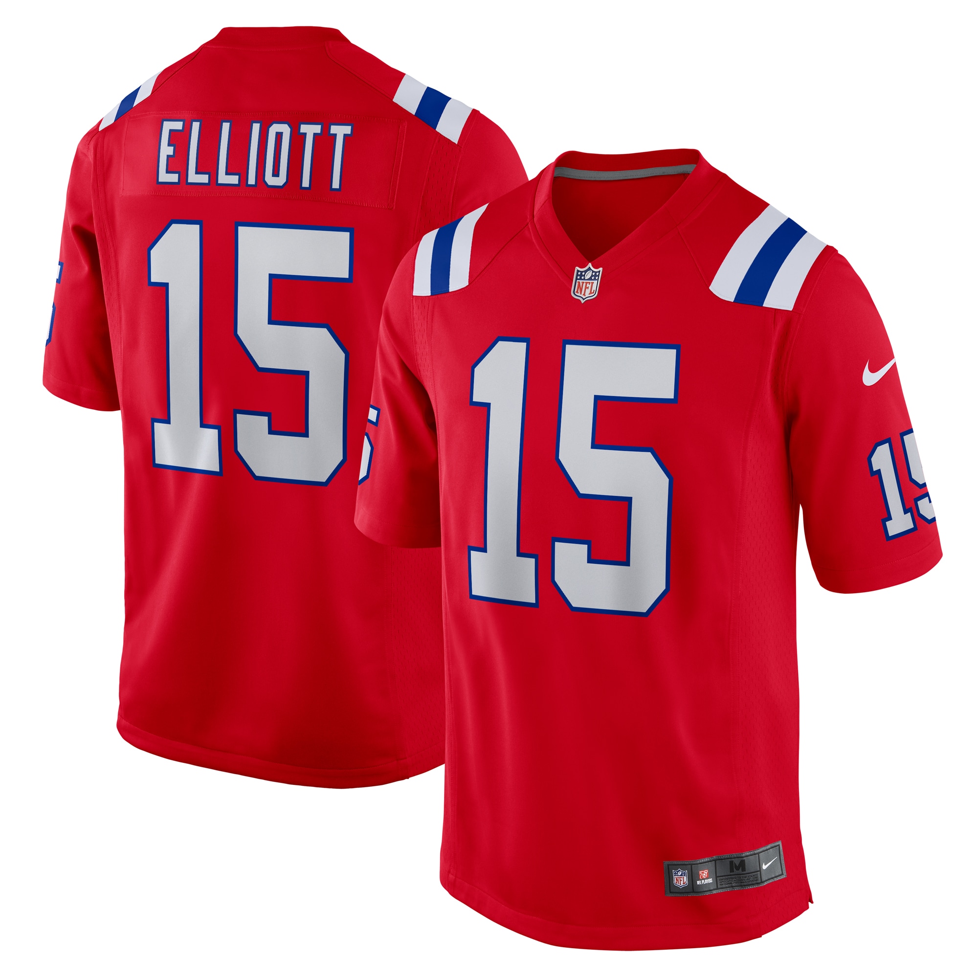 Men's New England Patriots Ezekiel Elliott Red Alternate Game Player Jersey Js6861
