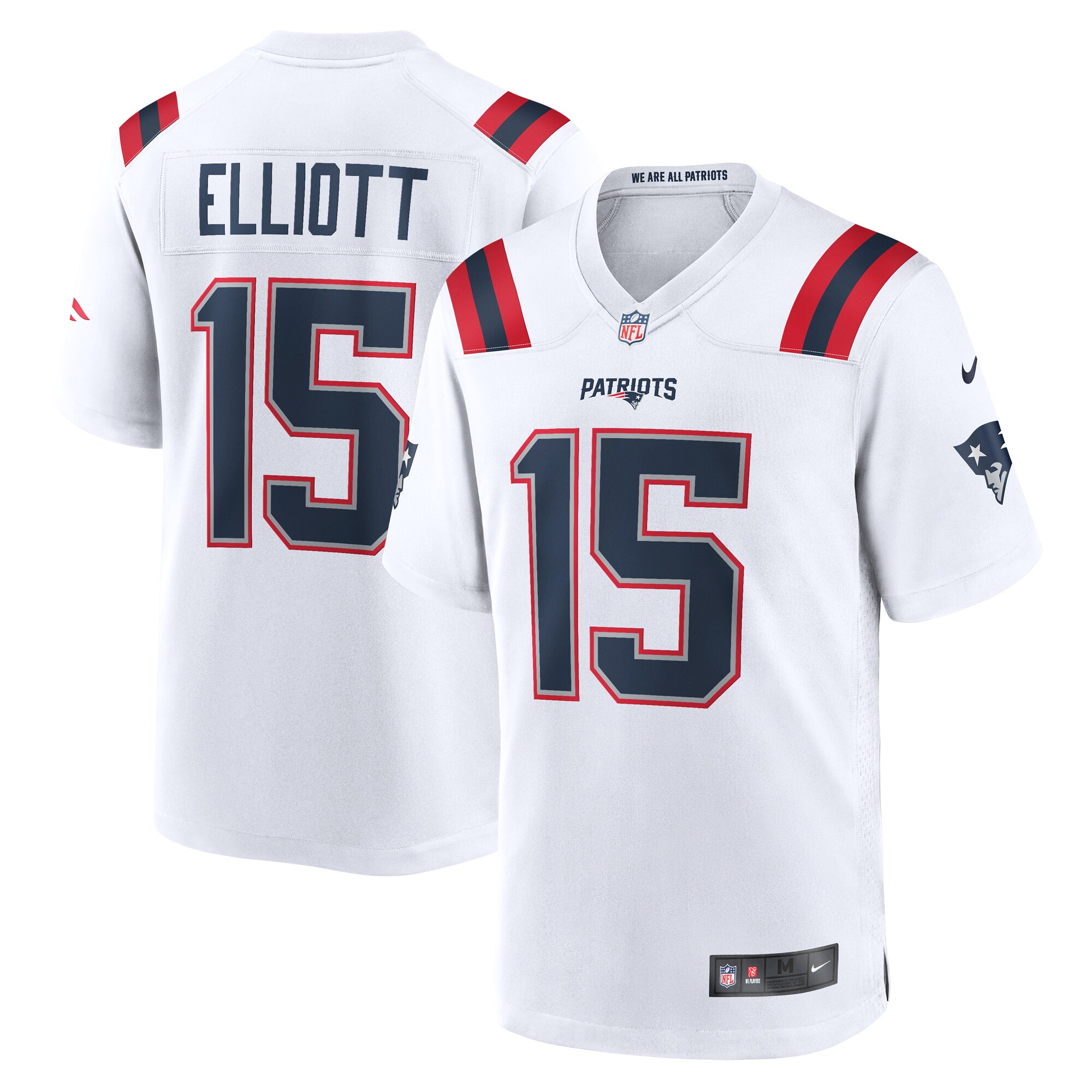 Men's New England Patriots Ezekiel Elliott White Game Player Jersey Js4478