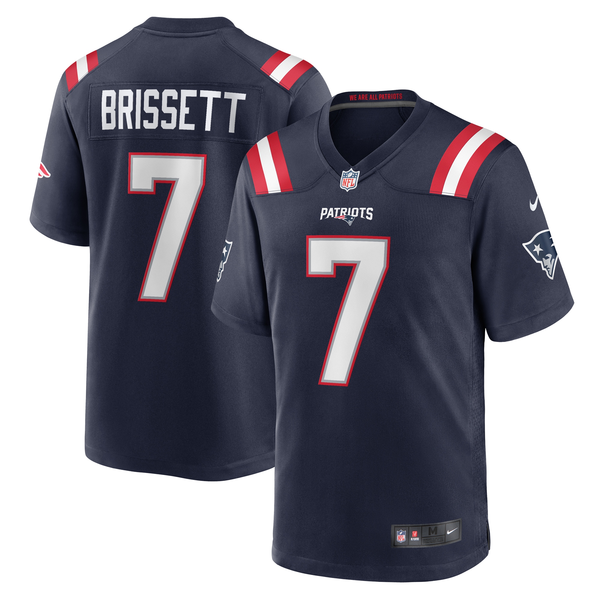 Men's New England Patriots Jacoby Brissett Navy Game Jersey Js9443