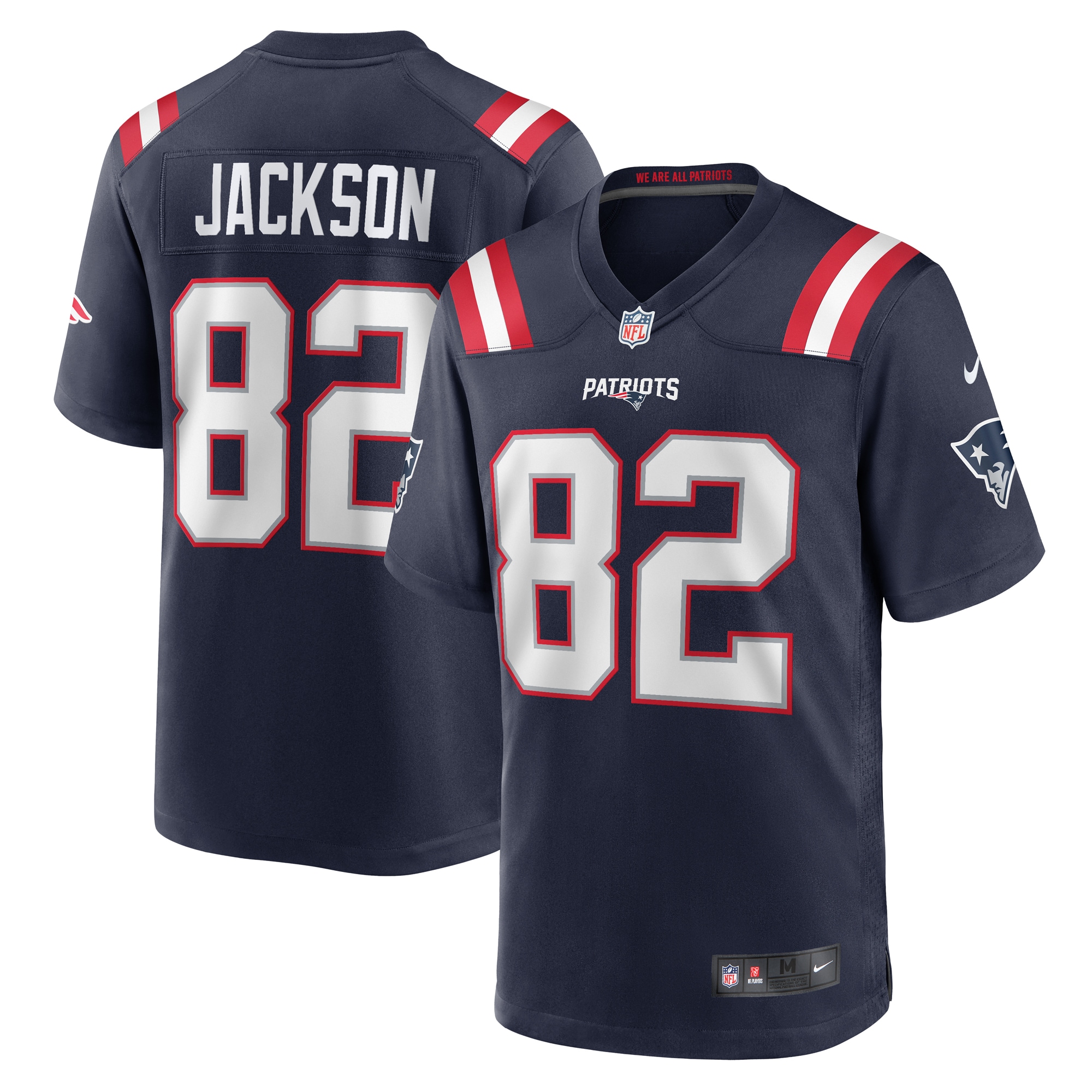 Men's New England Patriots Jaquae Jackson Navy Game Jersey Js9437