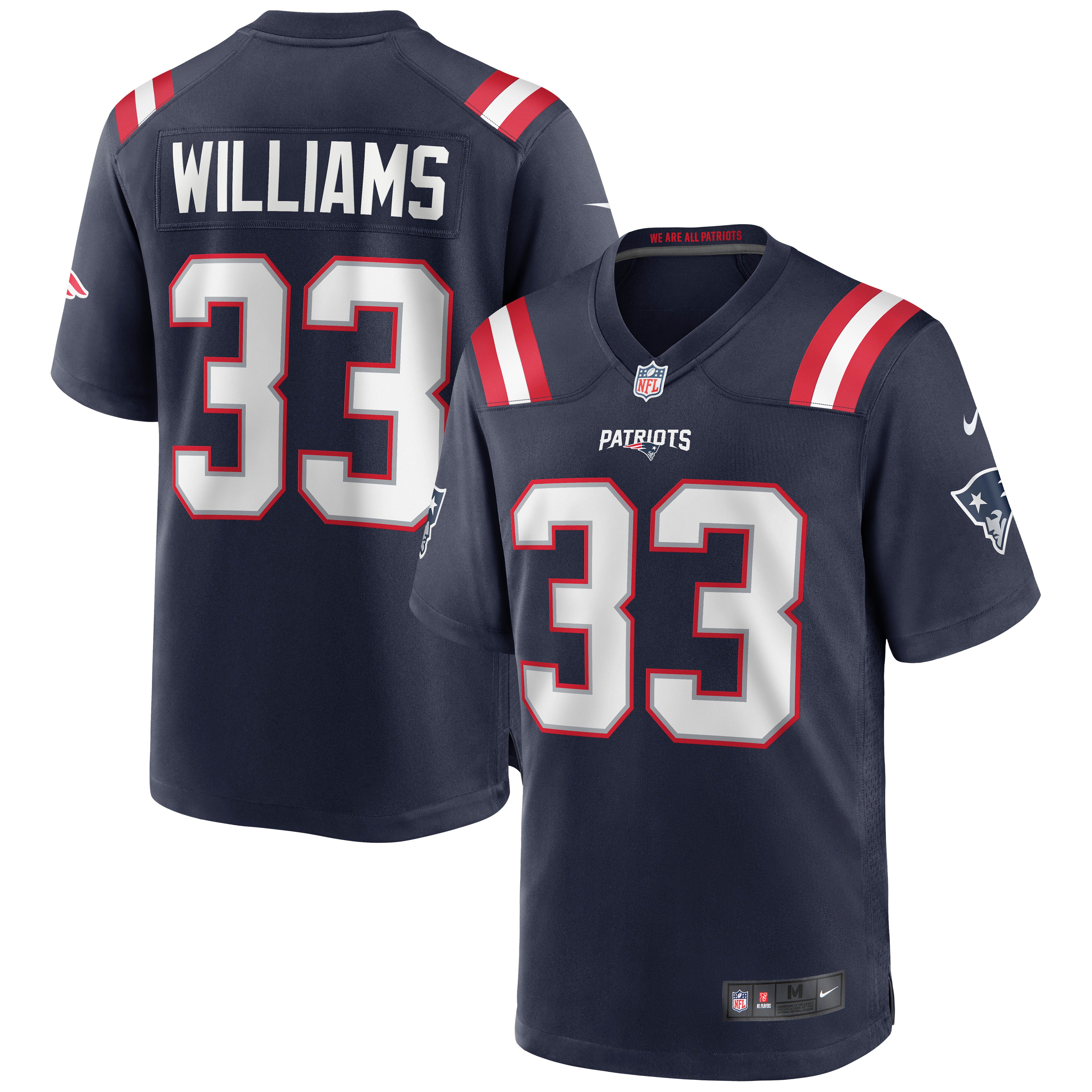 Men's New England Patriots Joejuan Williams Navy Game Jersey Js4478