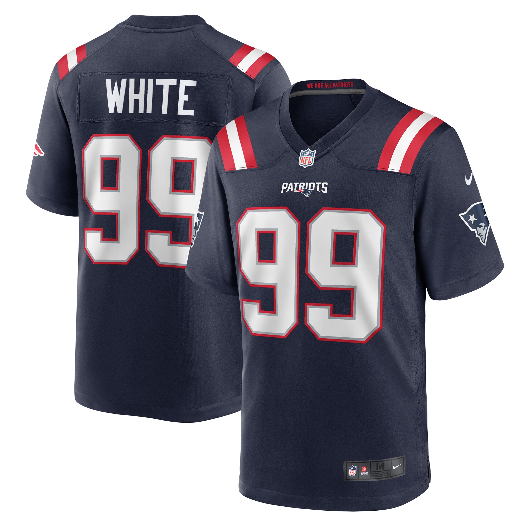 Men's New England Patriots Keion White Navy Team Game Jersey Js4625
