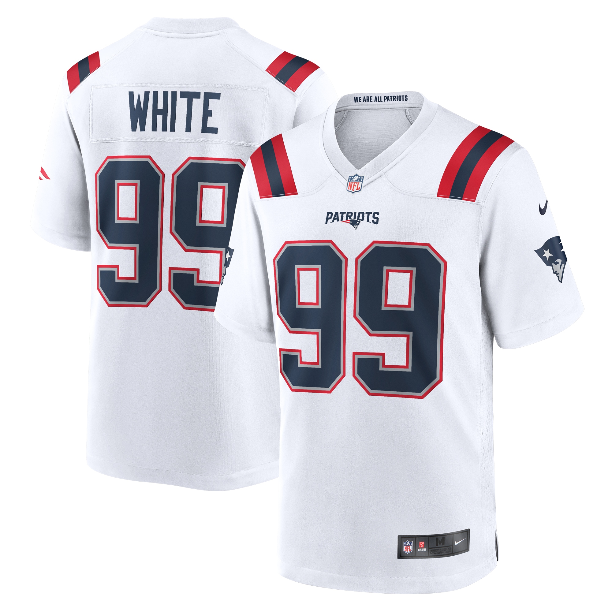 Men's New England Patriots Keion White White Game Jersey Js4025