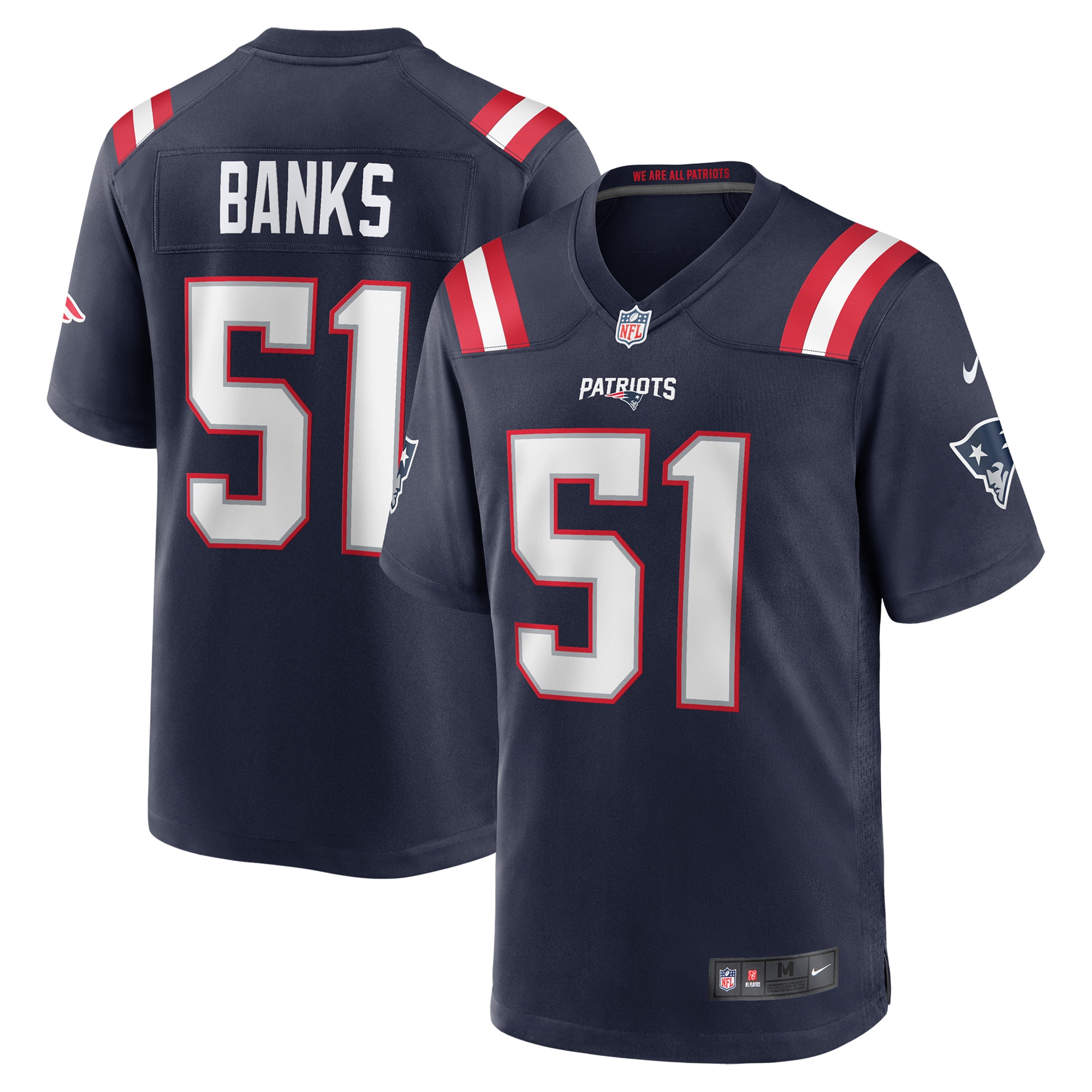Men's New England Patriots Keshawn Banks Navy Game Jersey Js7807