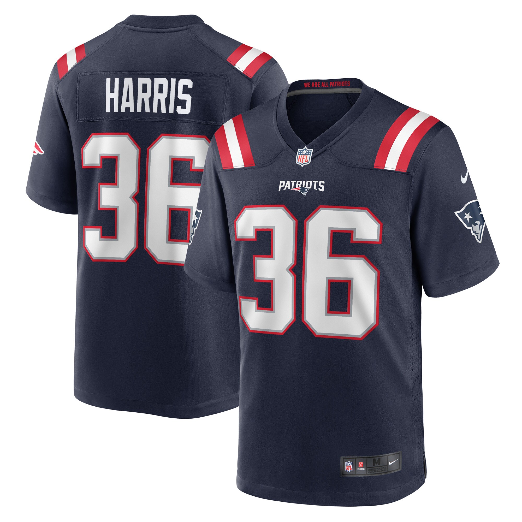 Men's New England Patriots Kevin Harris Navy Game Player Jersey Js8182
