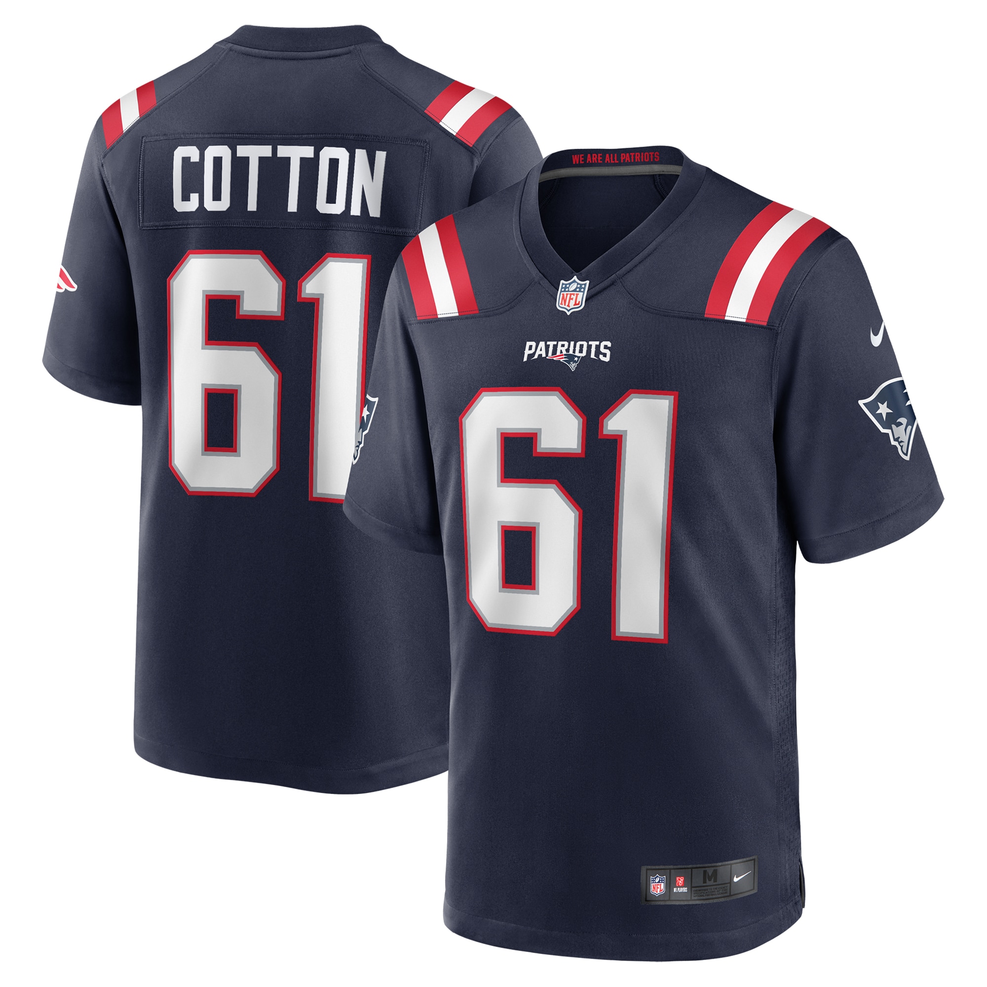 Men's New England Patriots Lester Cotton Sr. Navy Team Game Jersey Js6411