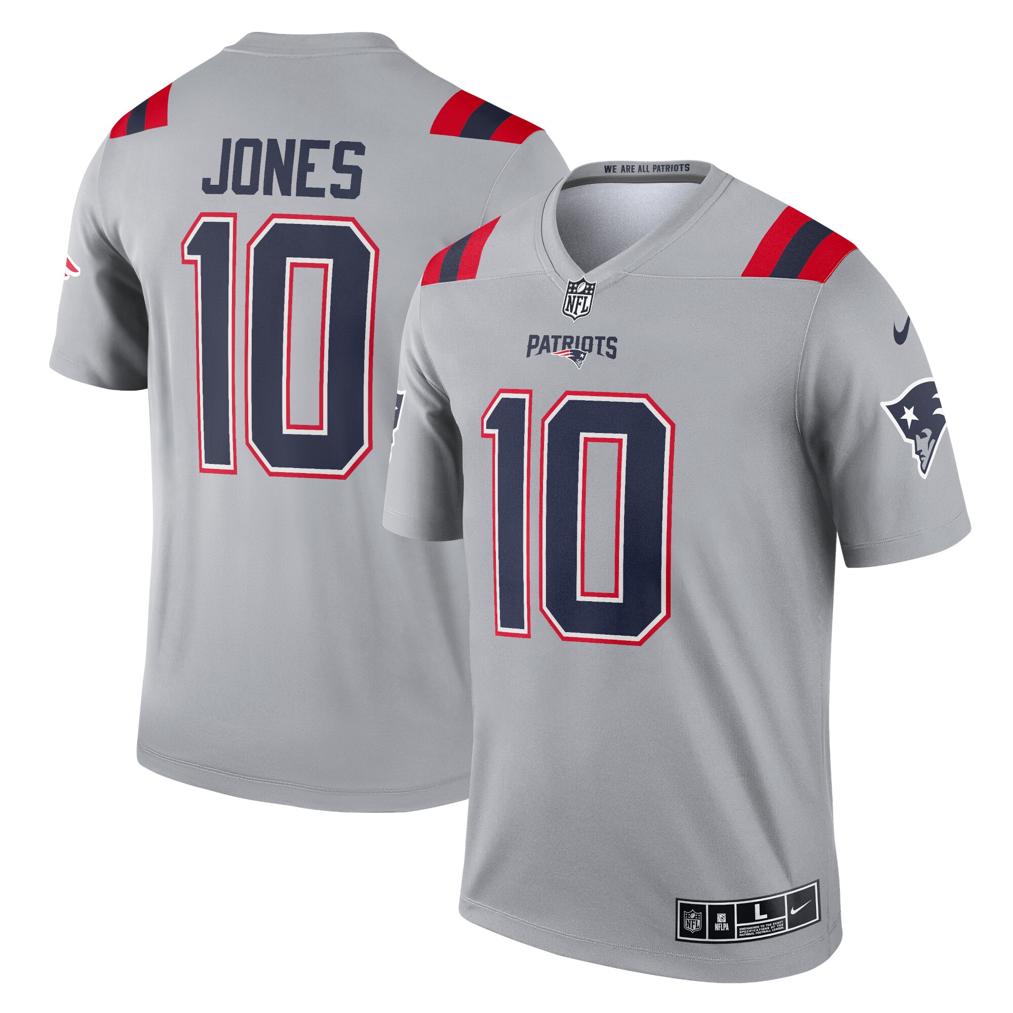Men's New England Patriots Mac Jones Gray Inverted Legend Player Performance Top Js1994
