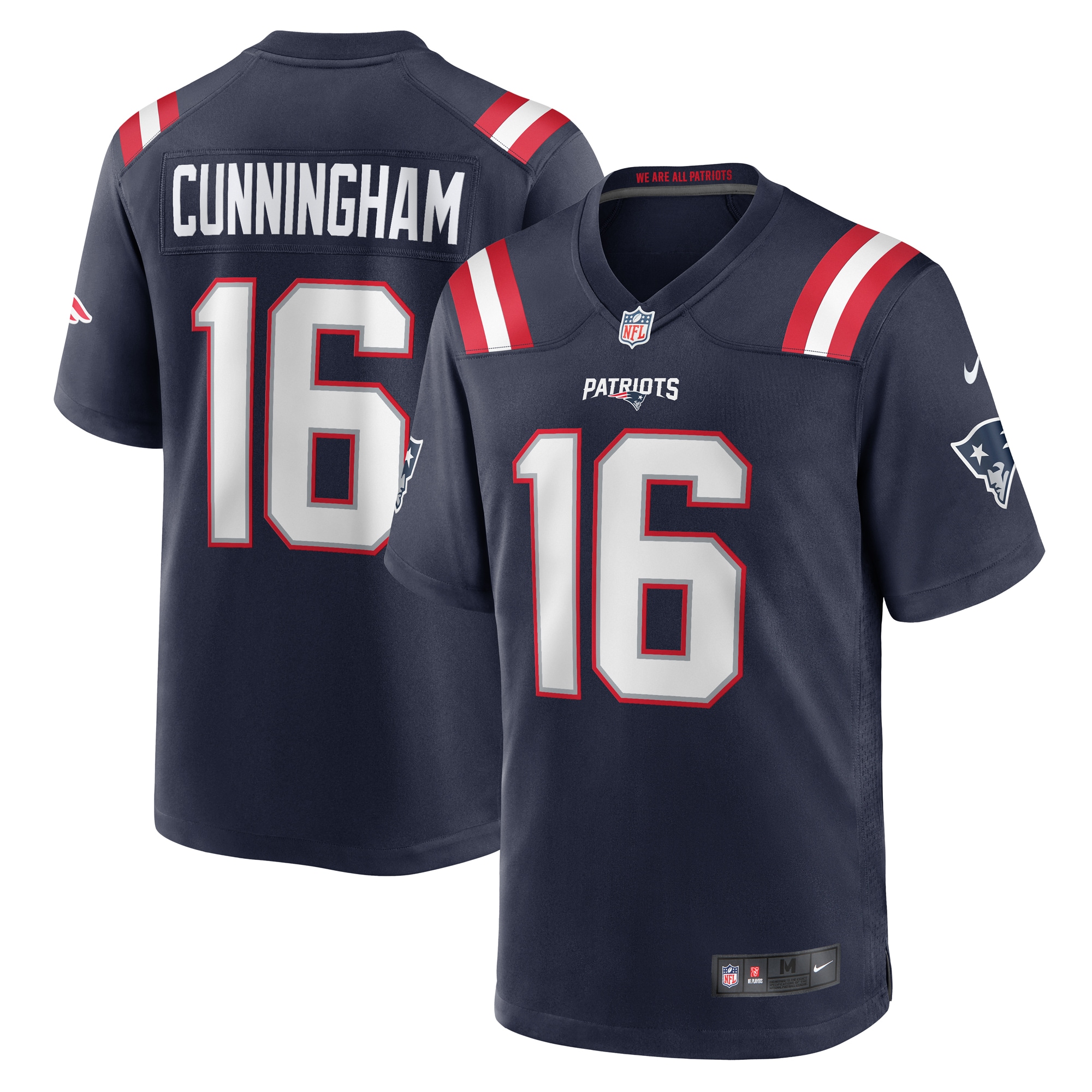 Men's New England Patriots Malik Cunningham Navy Team Game Jersey Js3885