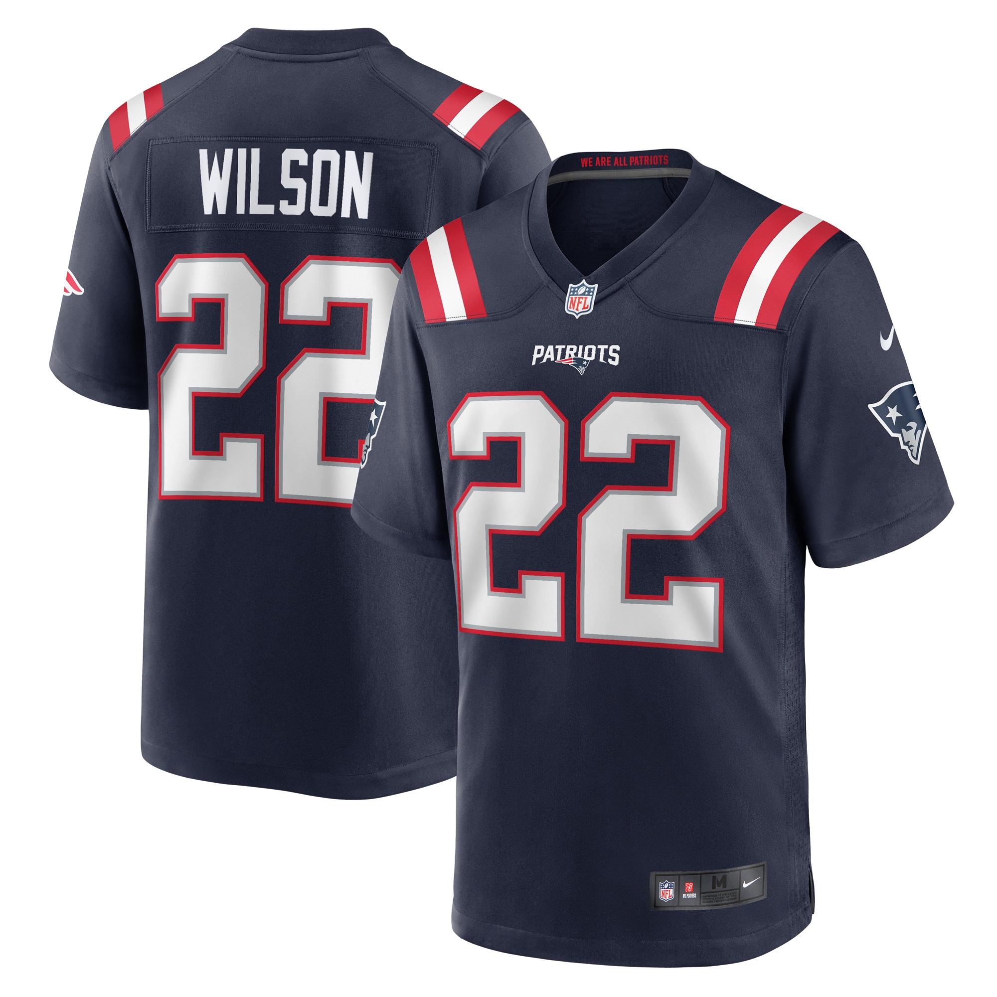 Men's New England Patriots Marco Wilson Navy Game Jersey Js3285