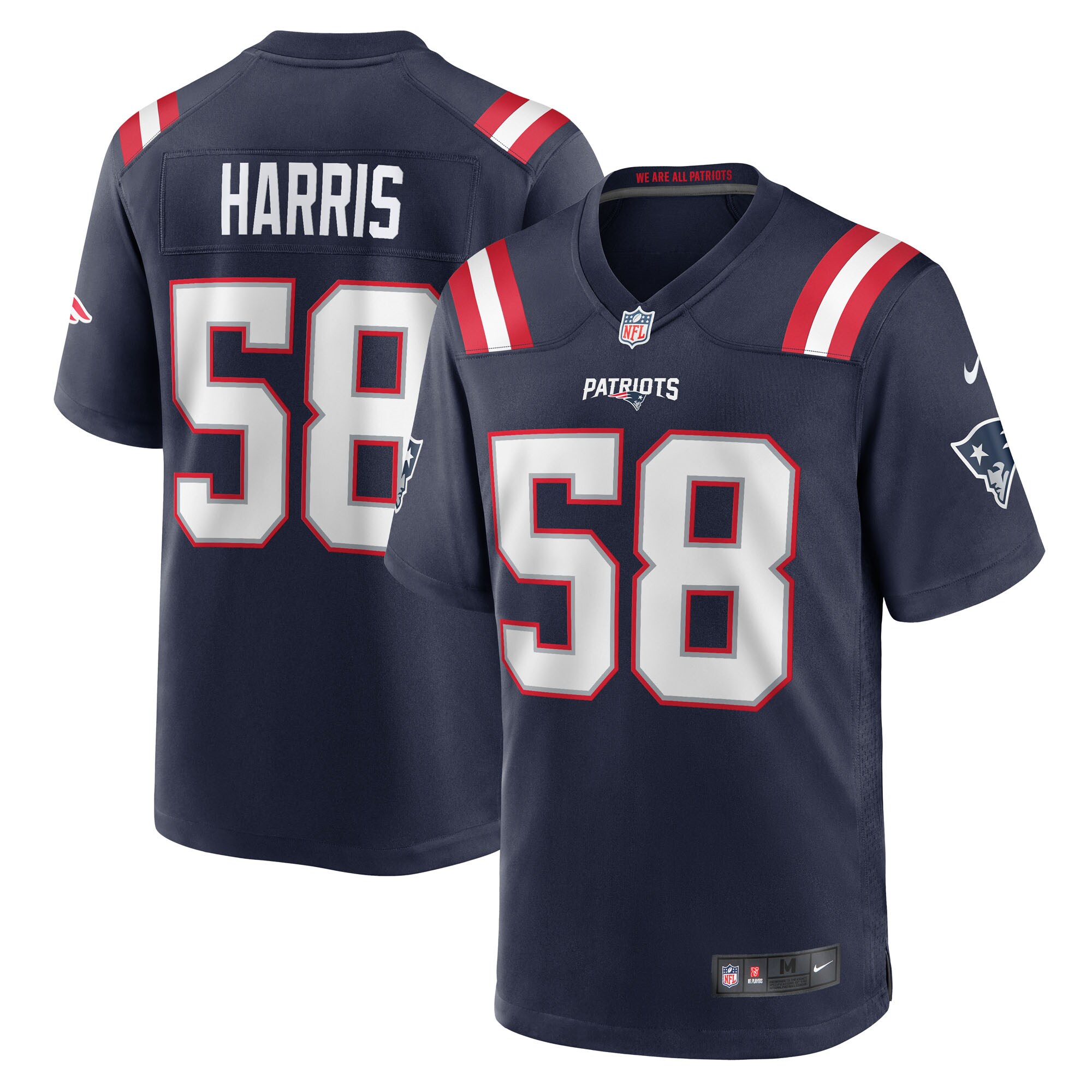 Men's New England Patriots Marcus Harris Navy Team Game Jersey Js9872