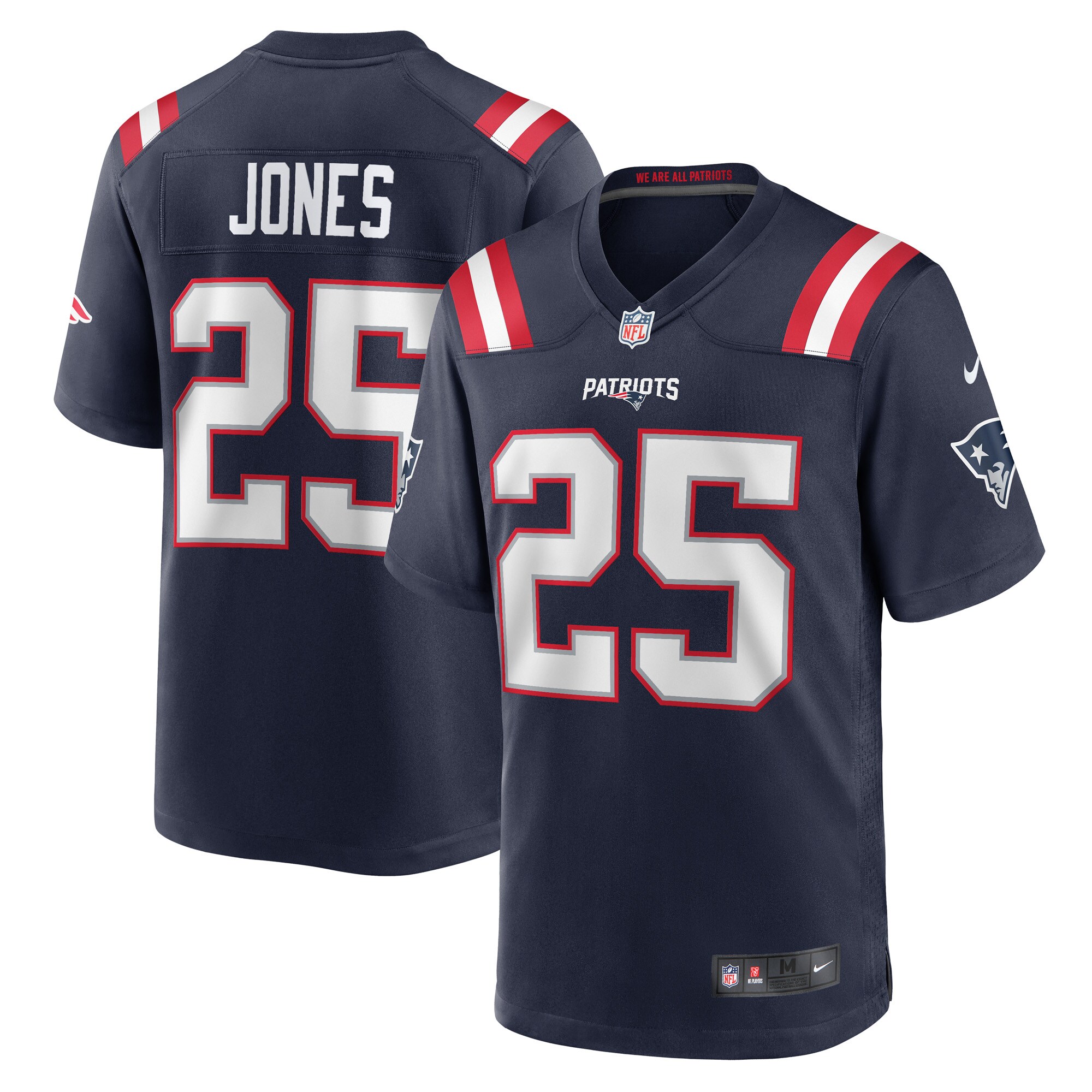 Men's New England Patriots Marcus Jones Navy Game Player Jersey Js3928