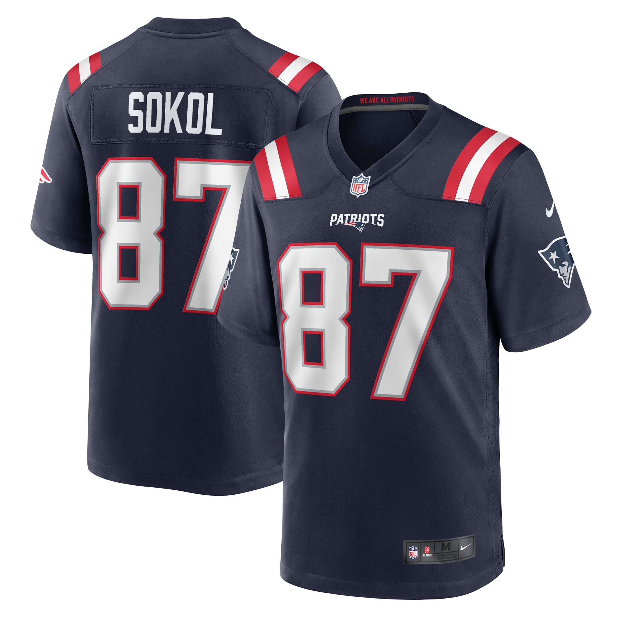 Men's New England Patriots Matt Sokol Navy Game Player Jersey Js1281
