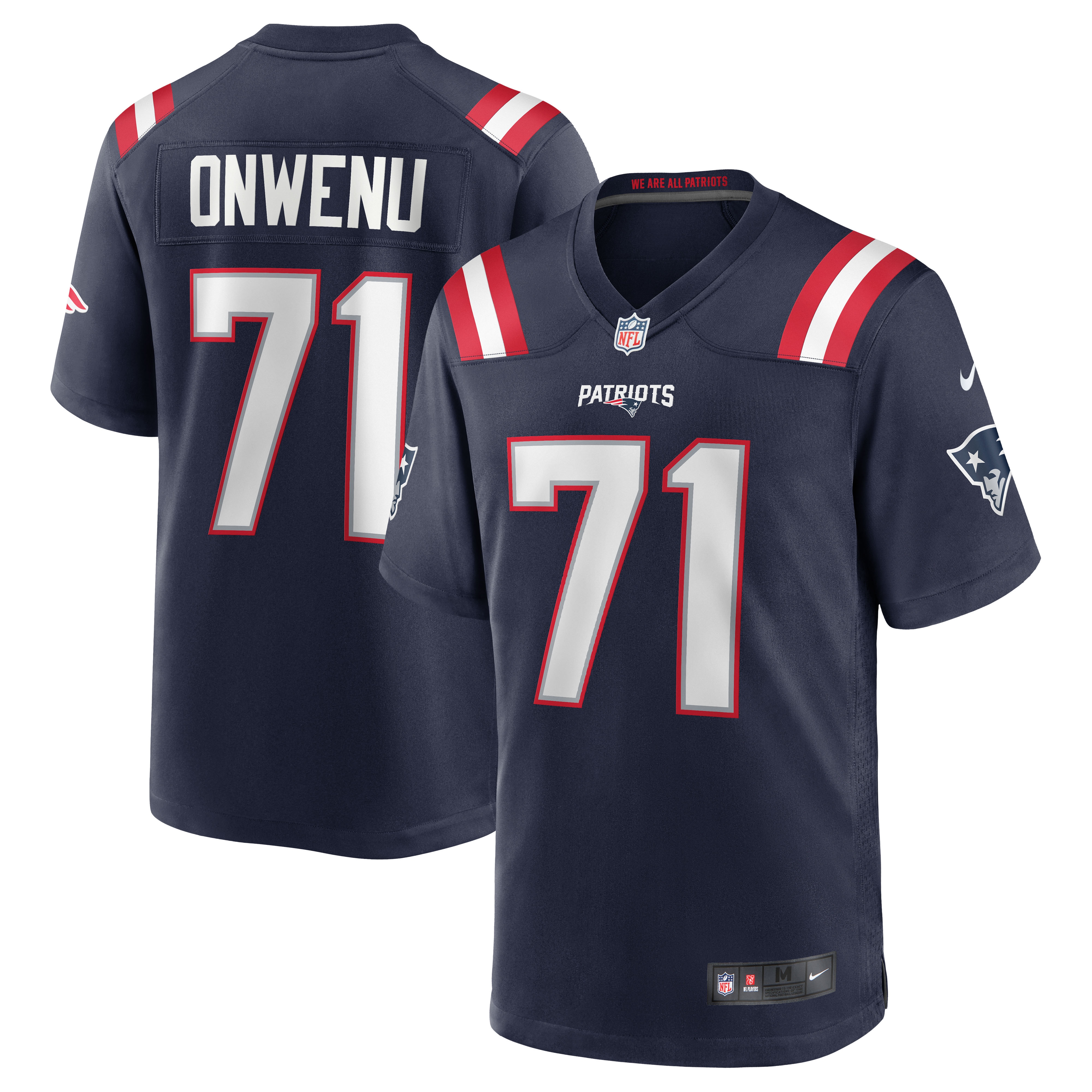Men's New England Patriots Mike Onwenu Navy Team Game Jersey Js2848