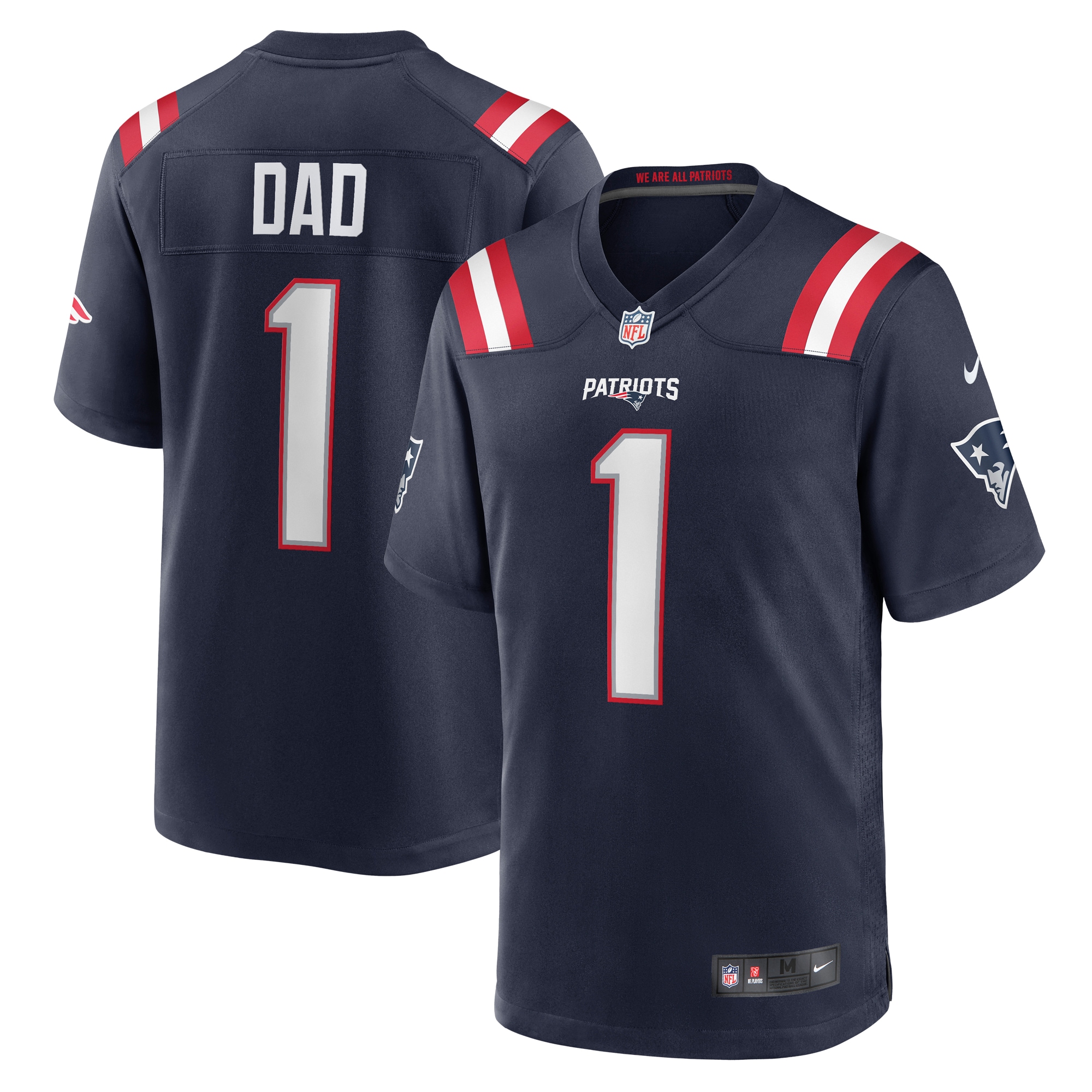 Men's New England Patriots Number 1 Dad Navy Game Jersey Js5829