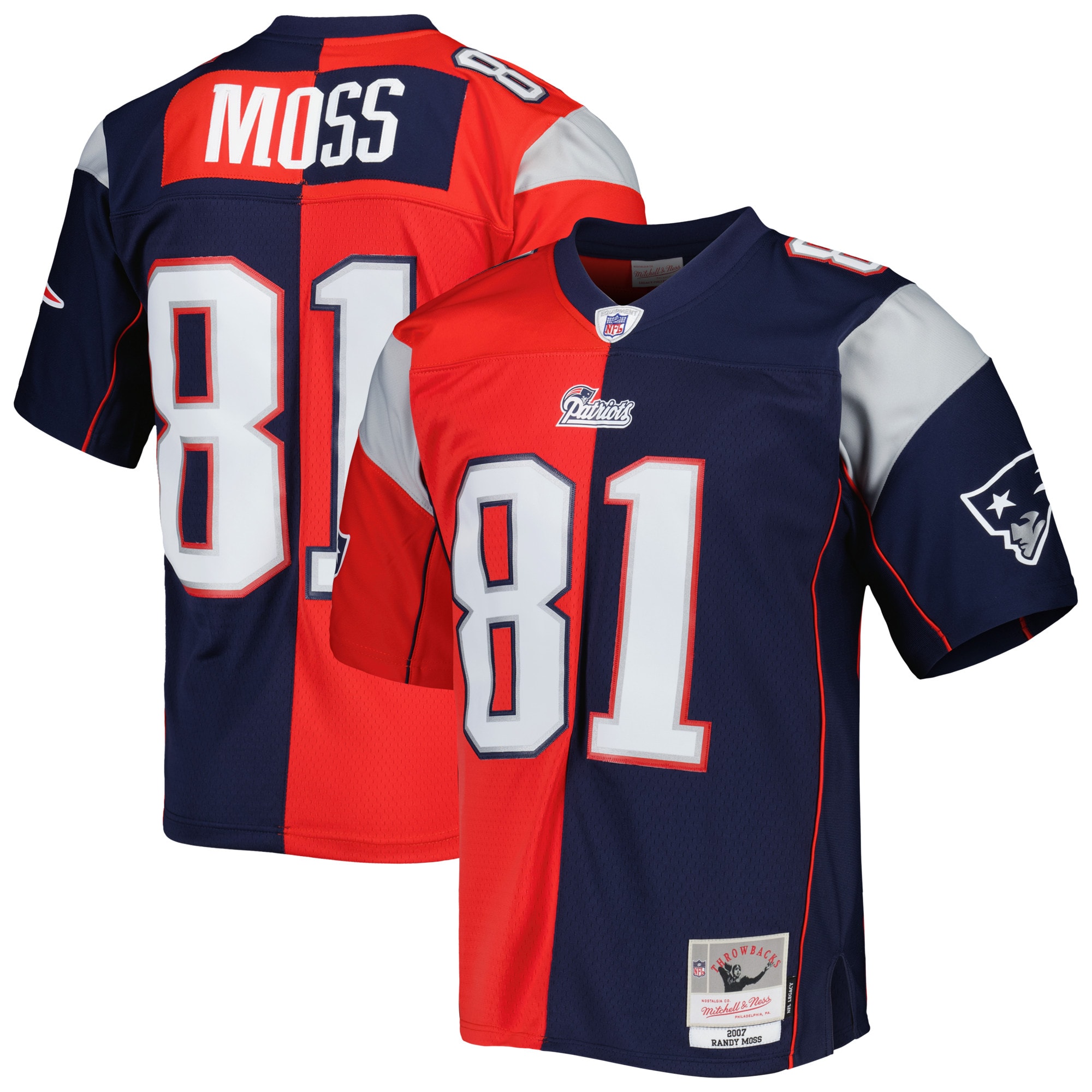 Men's New England Patriots Randy Moss Mitchell & Ness Navy/red 2007 Split Legacy Jersey Js6082