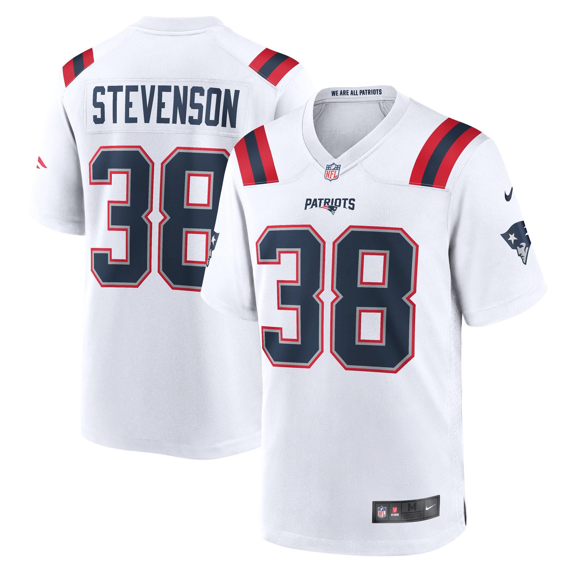 Men's New England Patriots Rhamondre Stevenson White Game Player Jersey Js4018