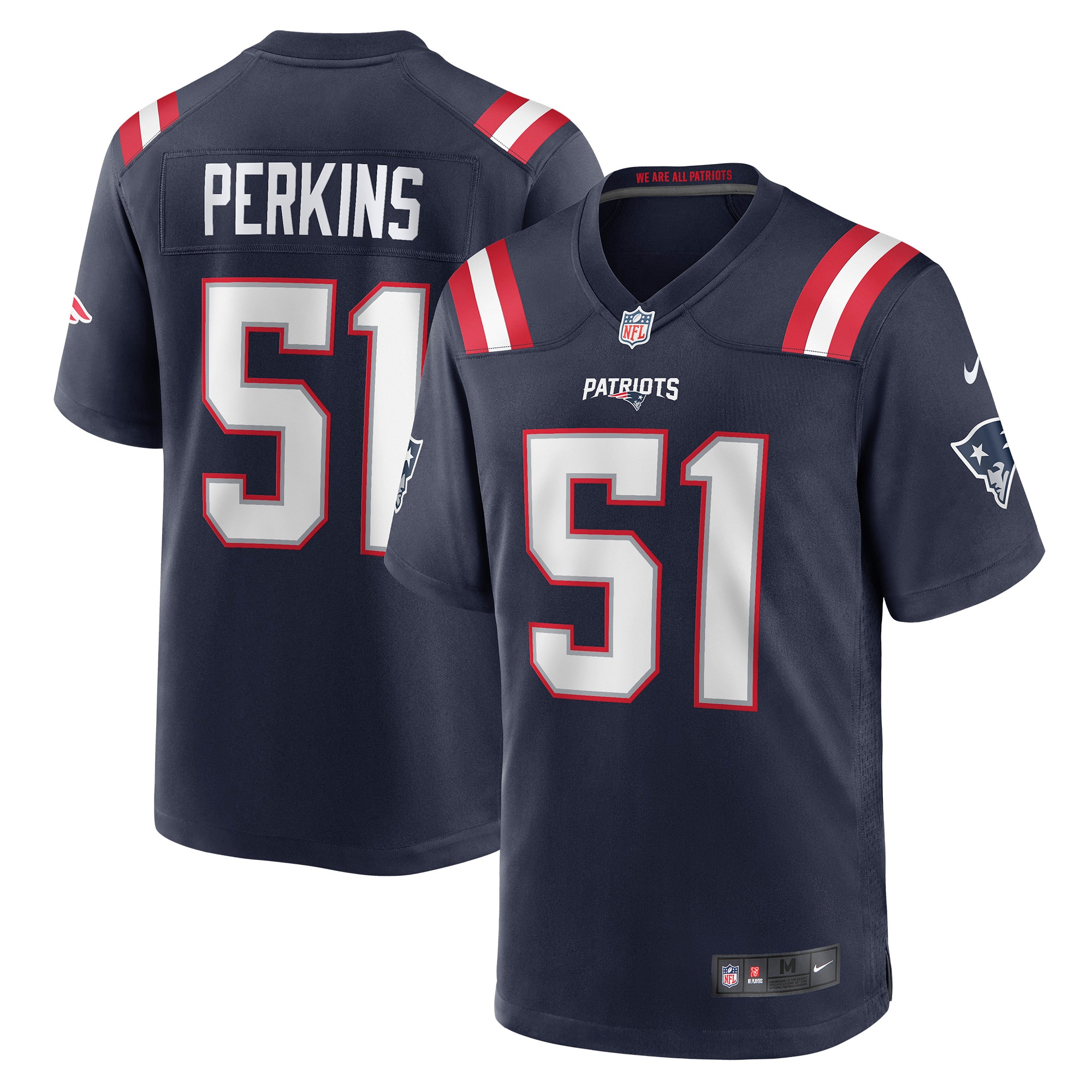 Men's New England Patriots Ronnie Perkins Navy Game Jersey Js5602