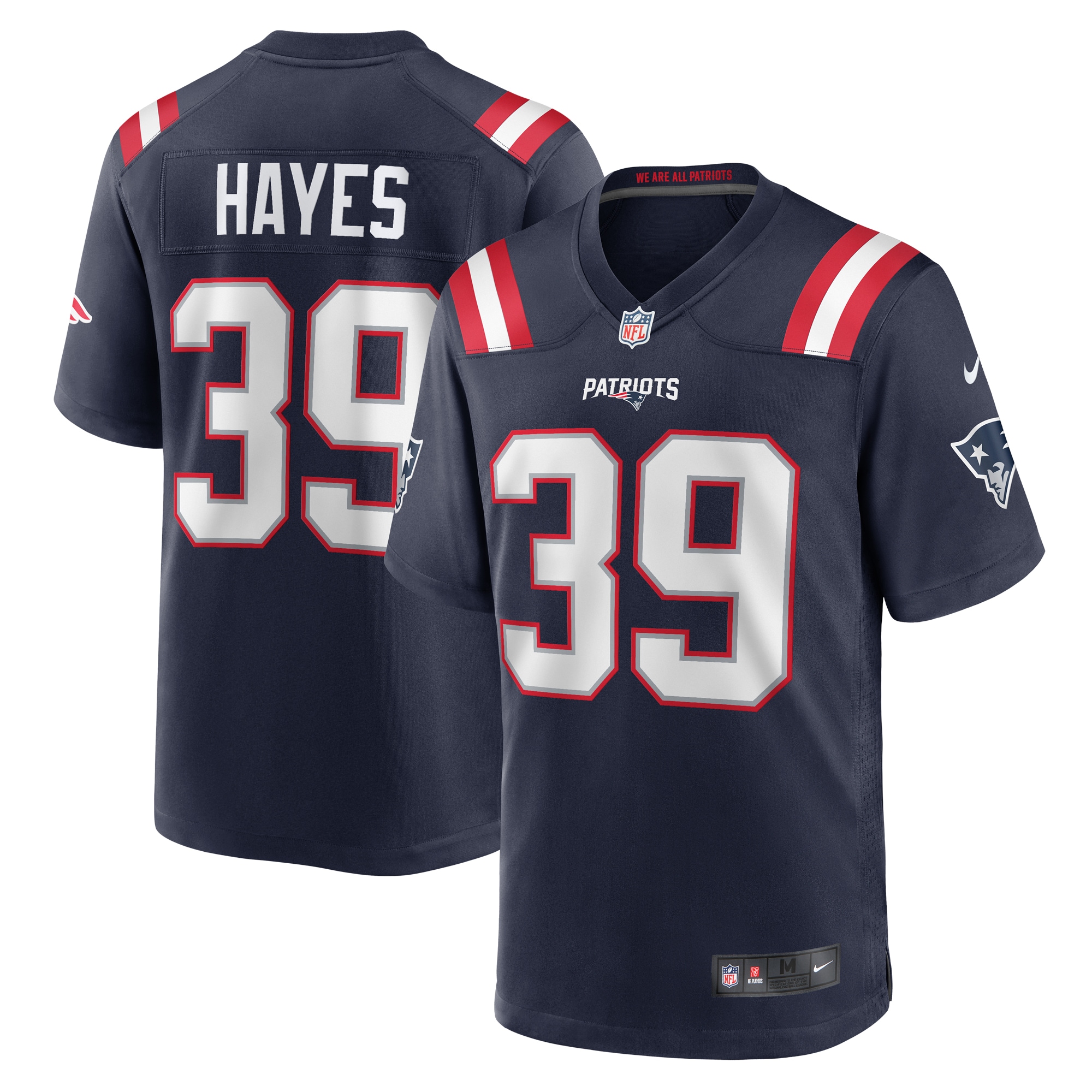 Men's New England Patriots Tae Hayes Navy Home Game Player Jersey Js7354