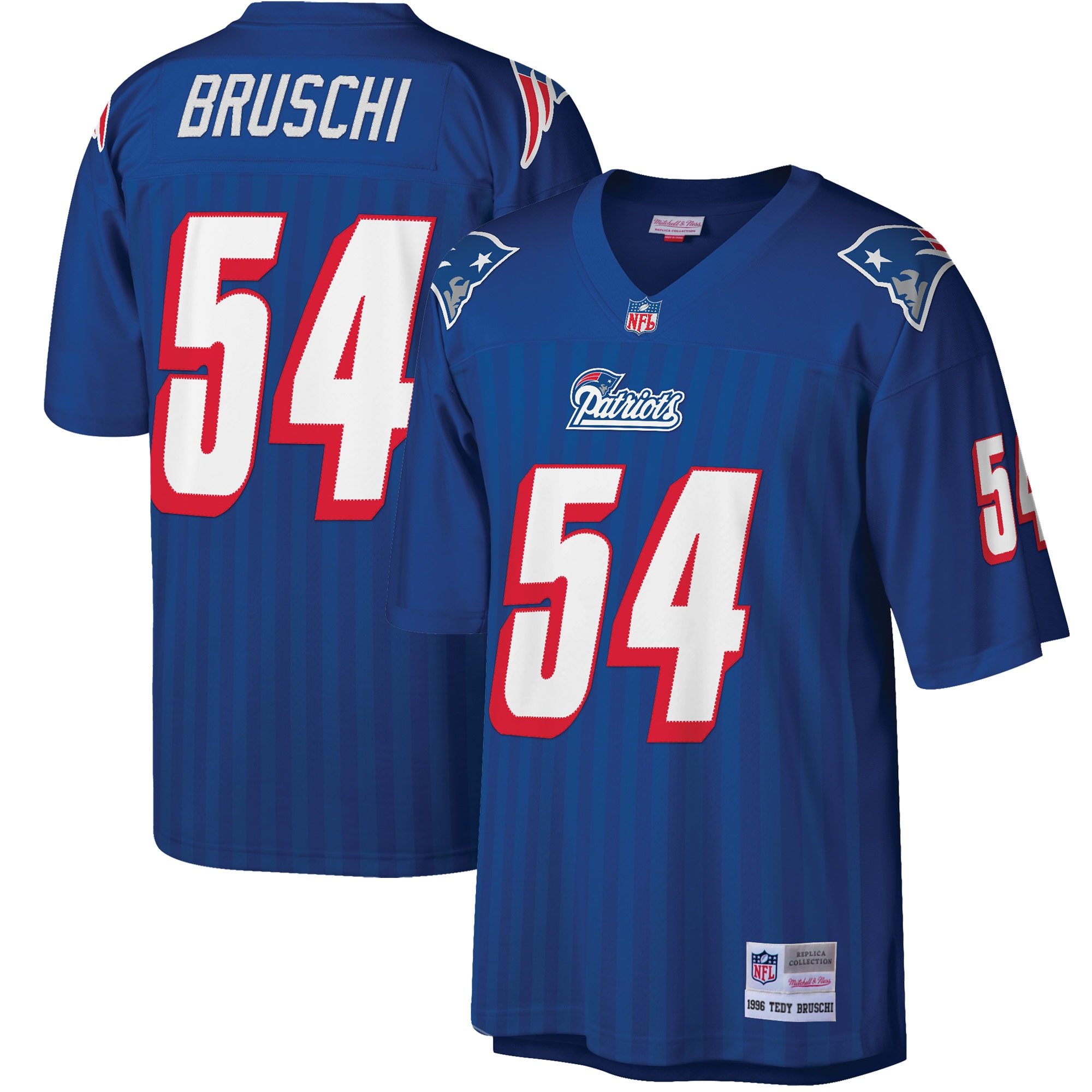 Men's New England Patriots Tedy Bruschi Mitchell & Ness Royal Big & Tall 1996 Retired Player Jersey Js4865