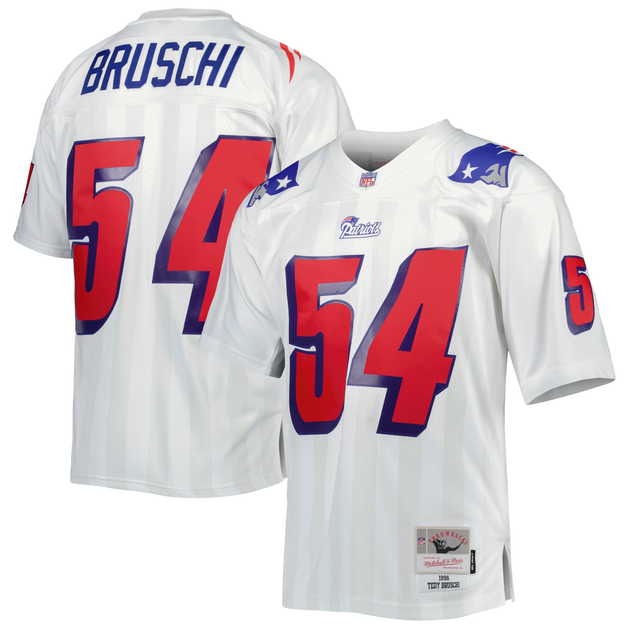 Men's New England Patriots Tedy Bruschi Mitchell & Ness White Legacy Jersey Js5944