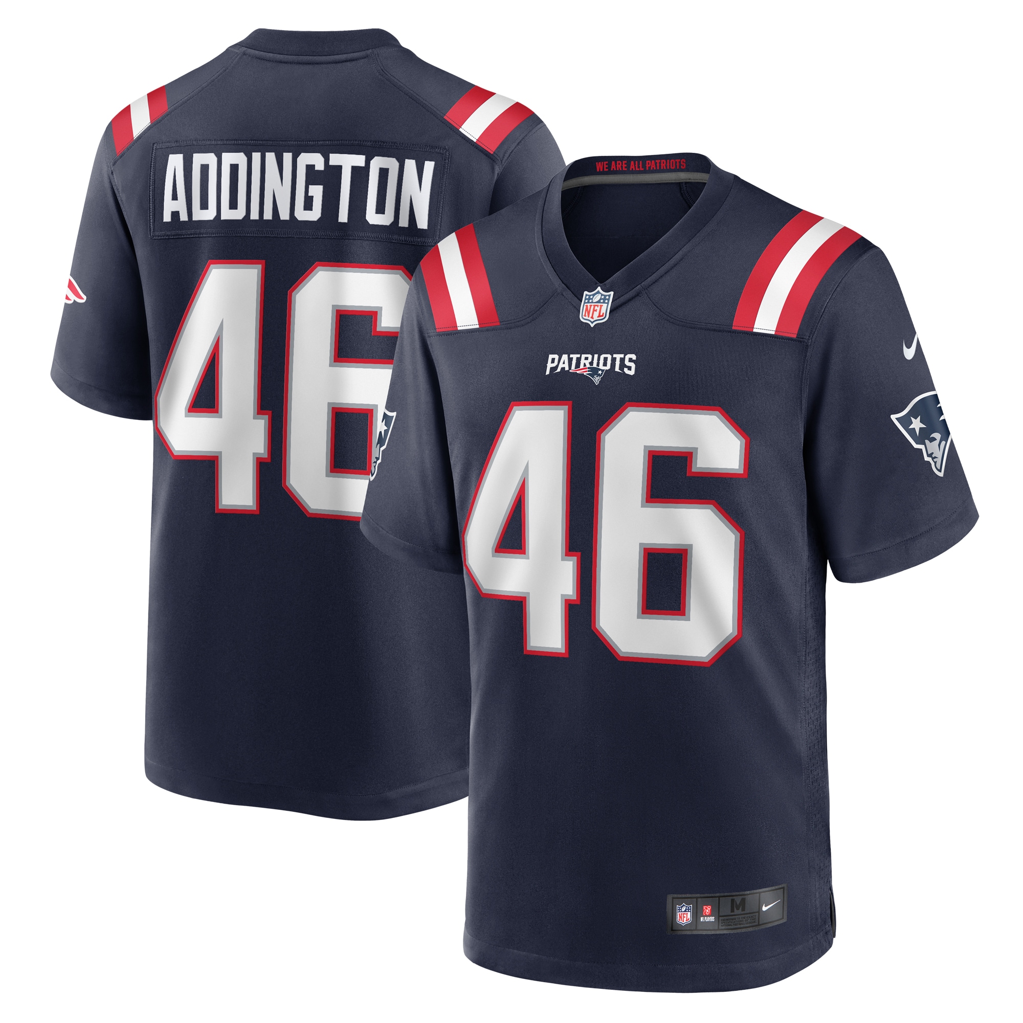 Men's New England Patriots Tucker Addington Navy Home Game Player Jersey Js9525