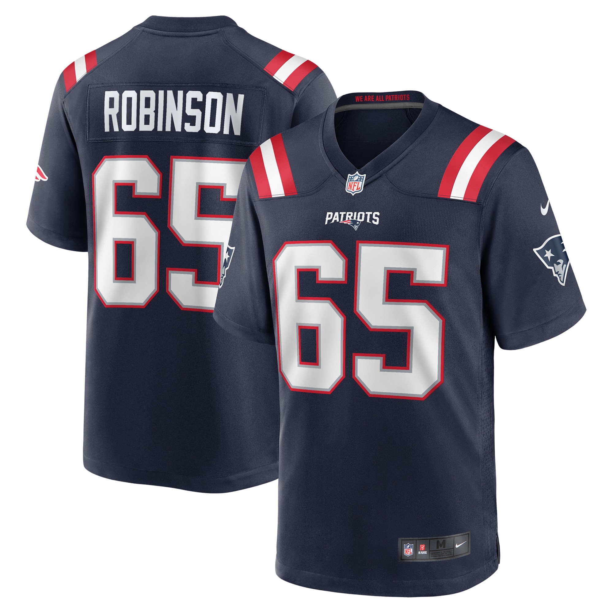 Men's New England Patriots Tyrese Robinson Navy Game Jersey Js5267