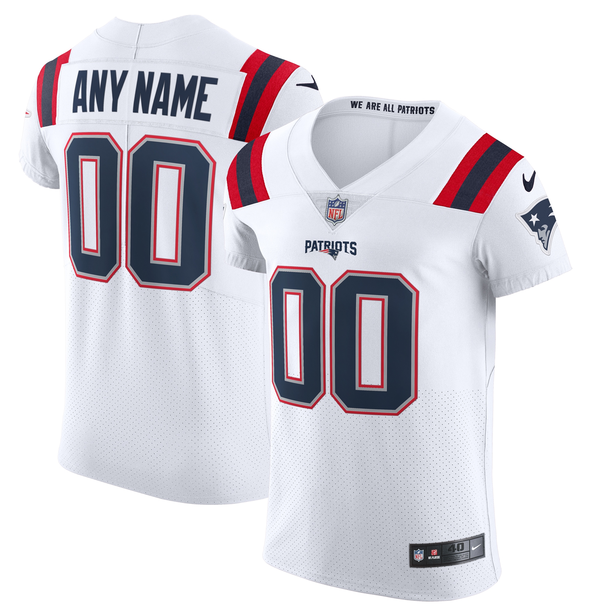 Men's New England Patriots White Vapor Elite Custom Jersey Js6411