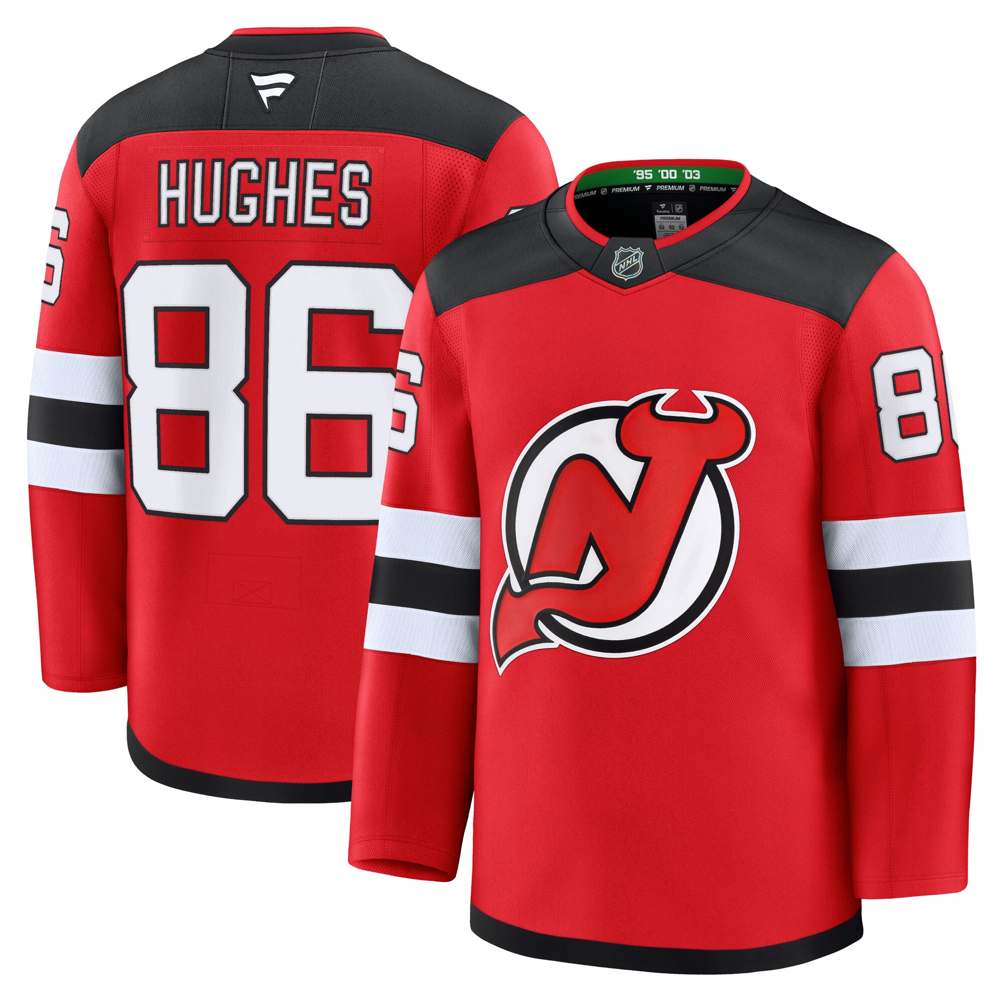 Men's New Jersey Devils Jack Hughes Red Home Premium Jersey