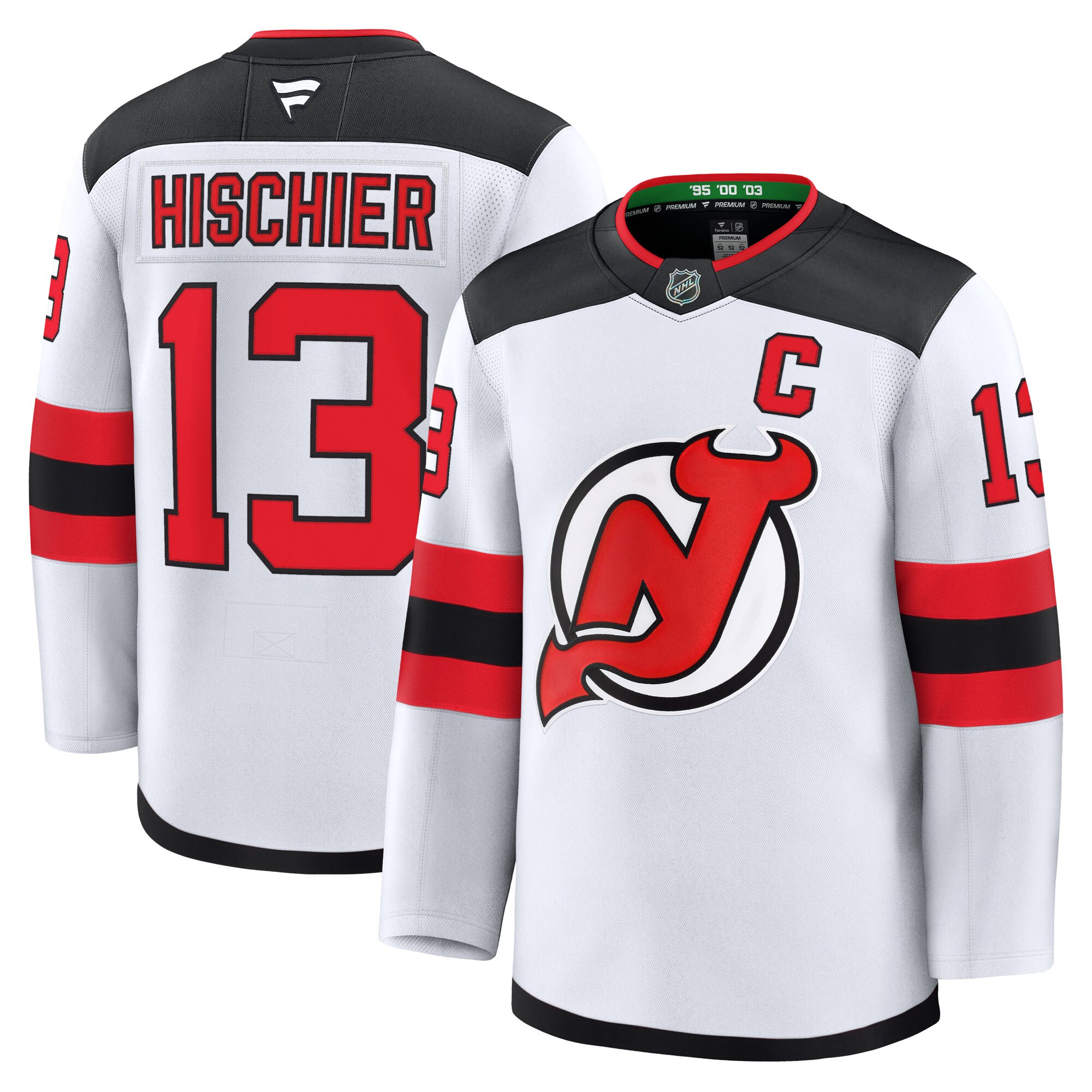 Men's New Jersey Devils Nico Hischier White Away Premium Jersey